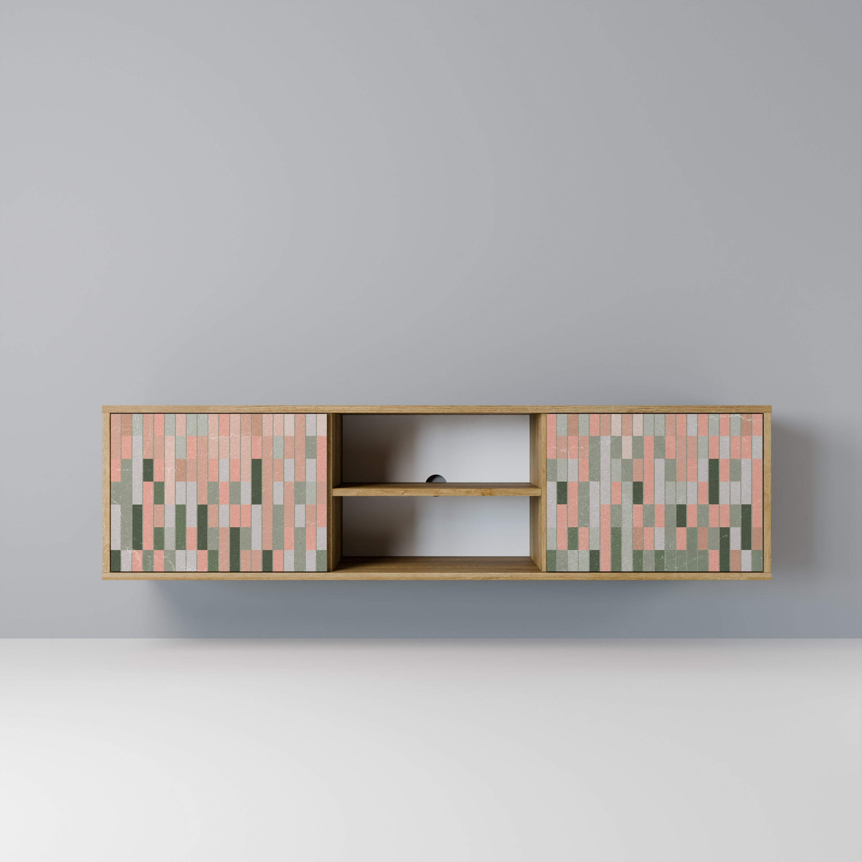 CONSTRUIRE LE FUTUR Meuble TV 2 portes effet chêne