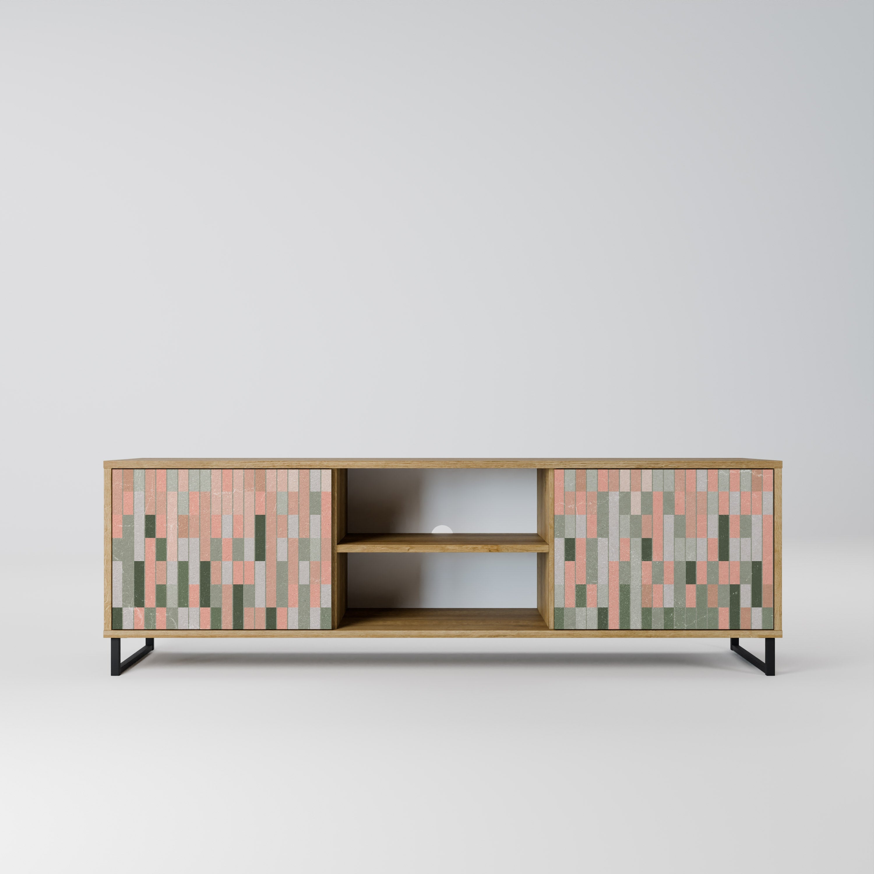 CONSTRUIRE LE FUTUR Meuble TV 2 portes effet chêne