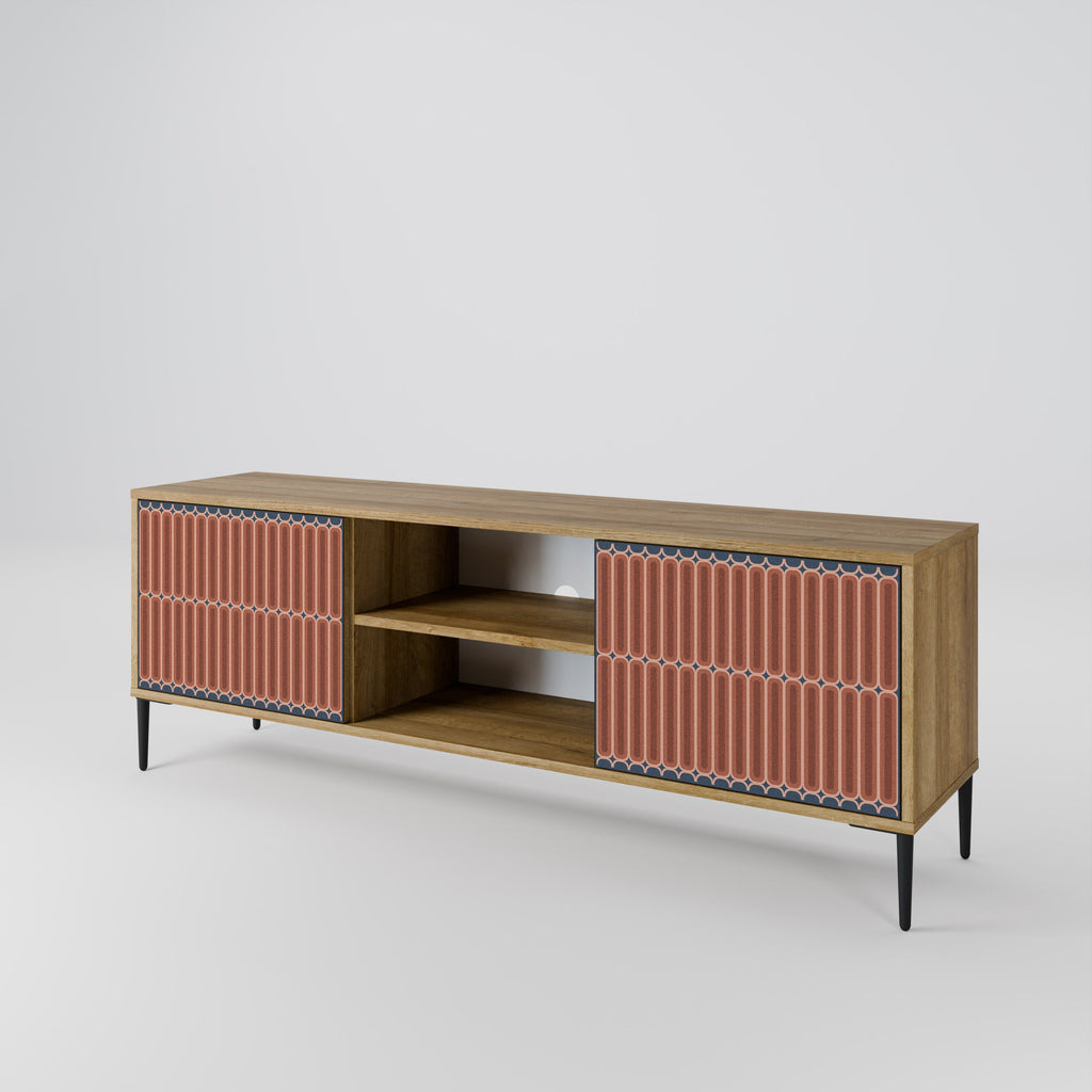 Meuble TV 2 portes HYPNOTIC GATE effet chêne