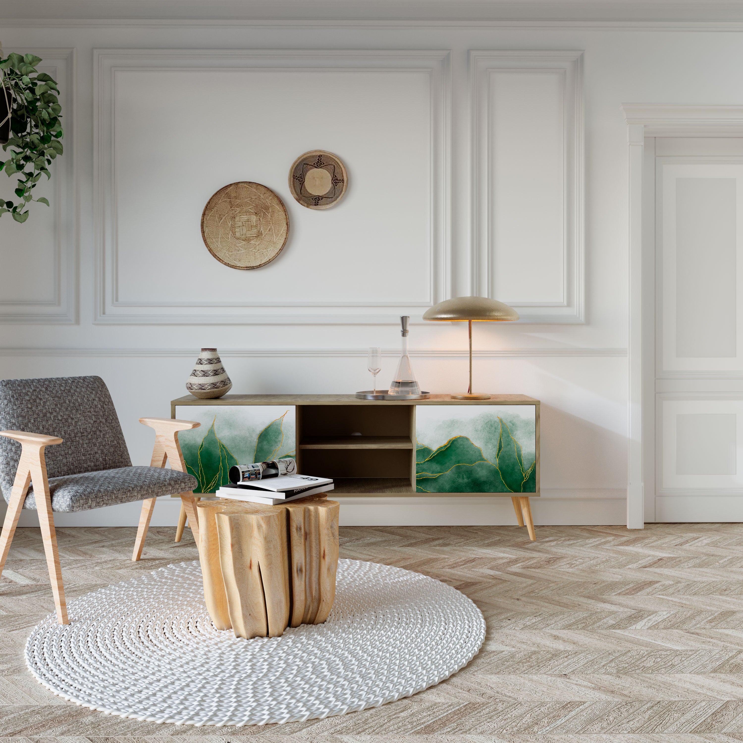 Meuble TV 2 portes EXPENSIVE NATURE effet chêne