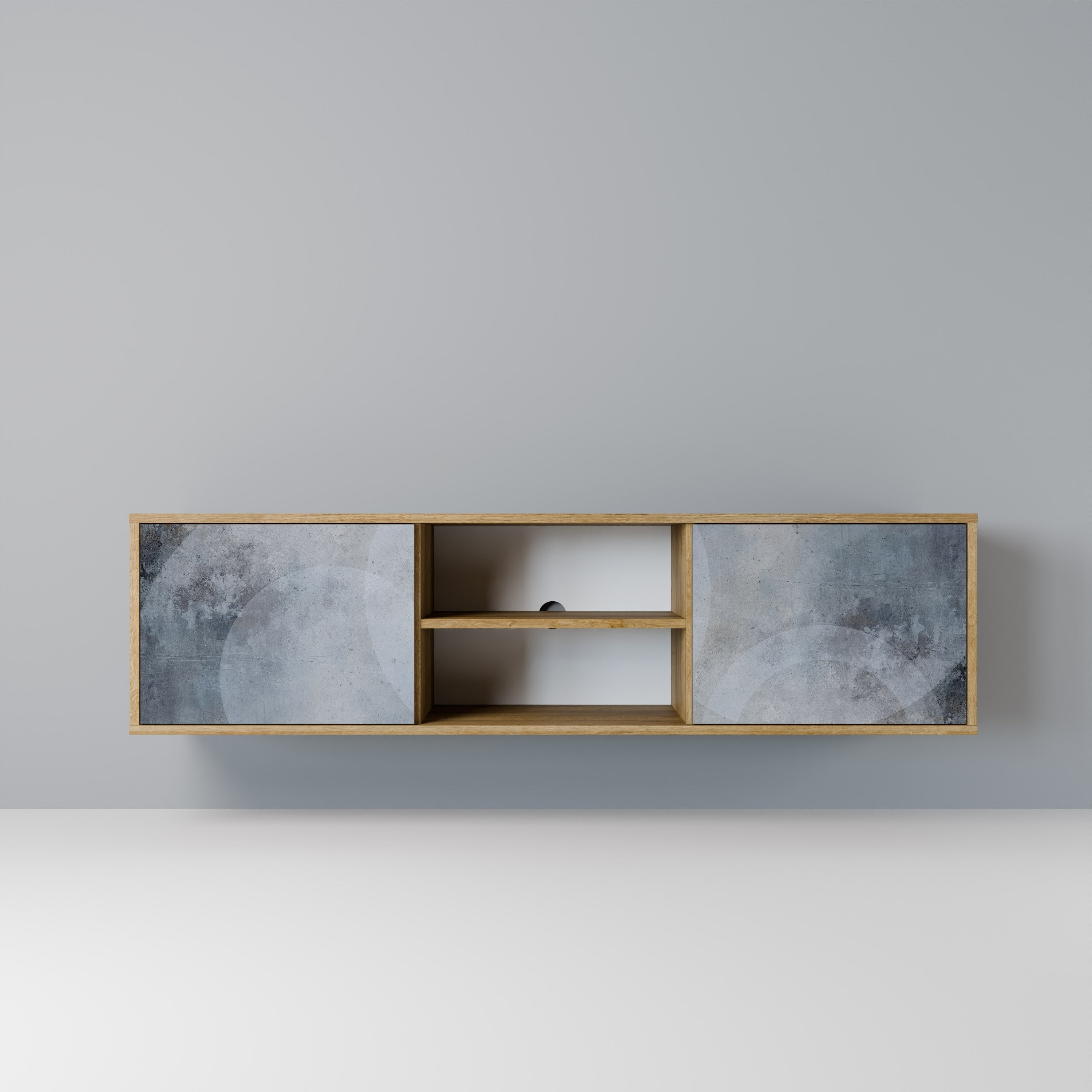 Meuble TV 2 portes MUTED ARC effet chêne