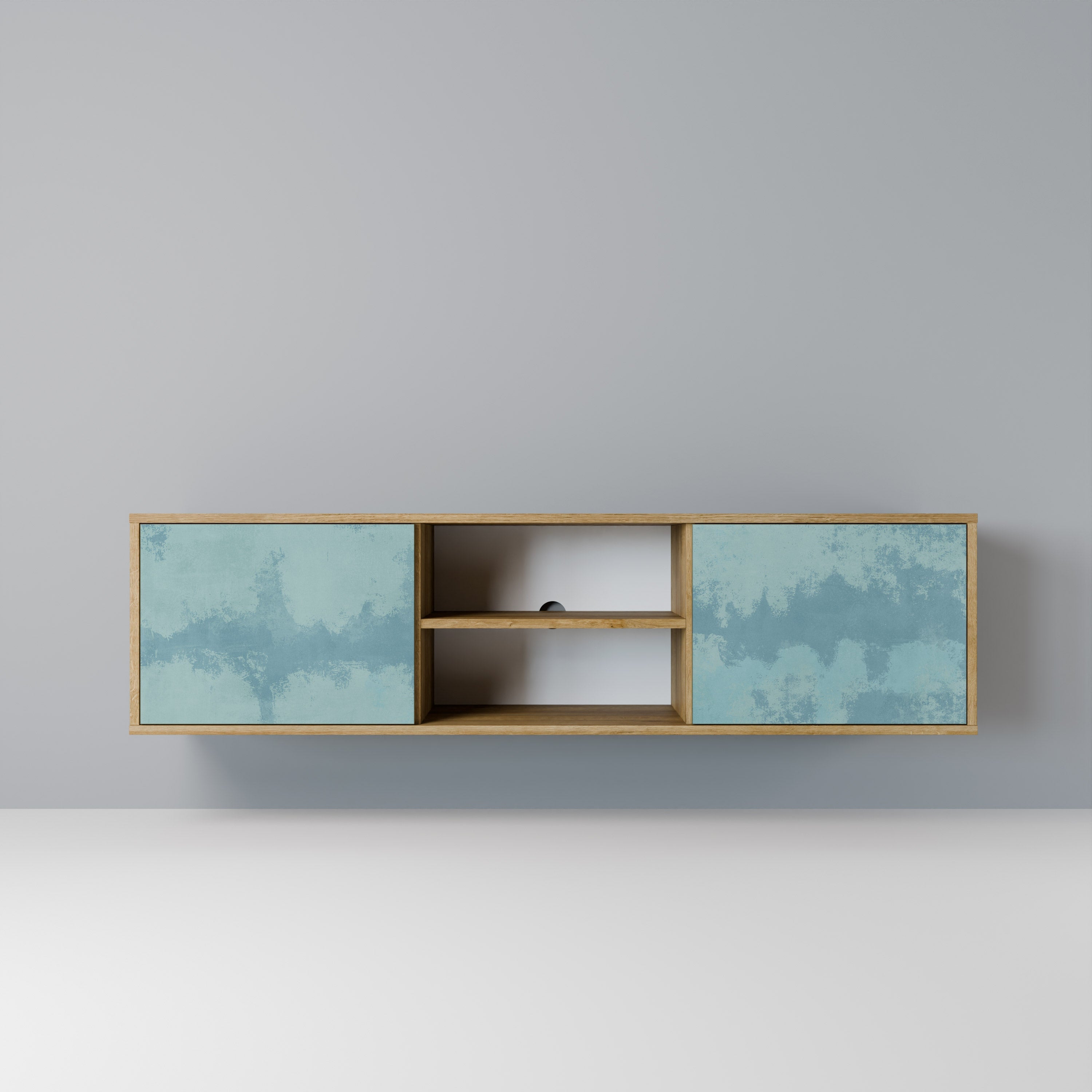 Meuble TV 2 portes SKY WASH effet chêne