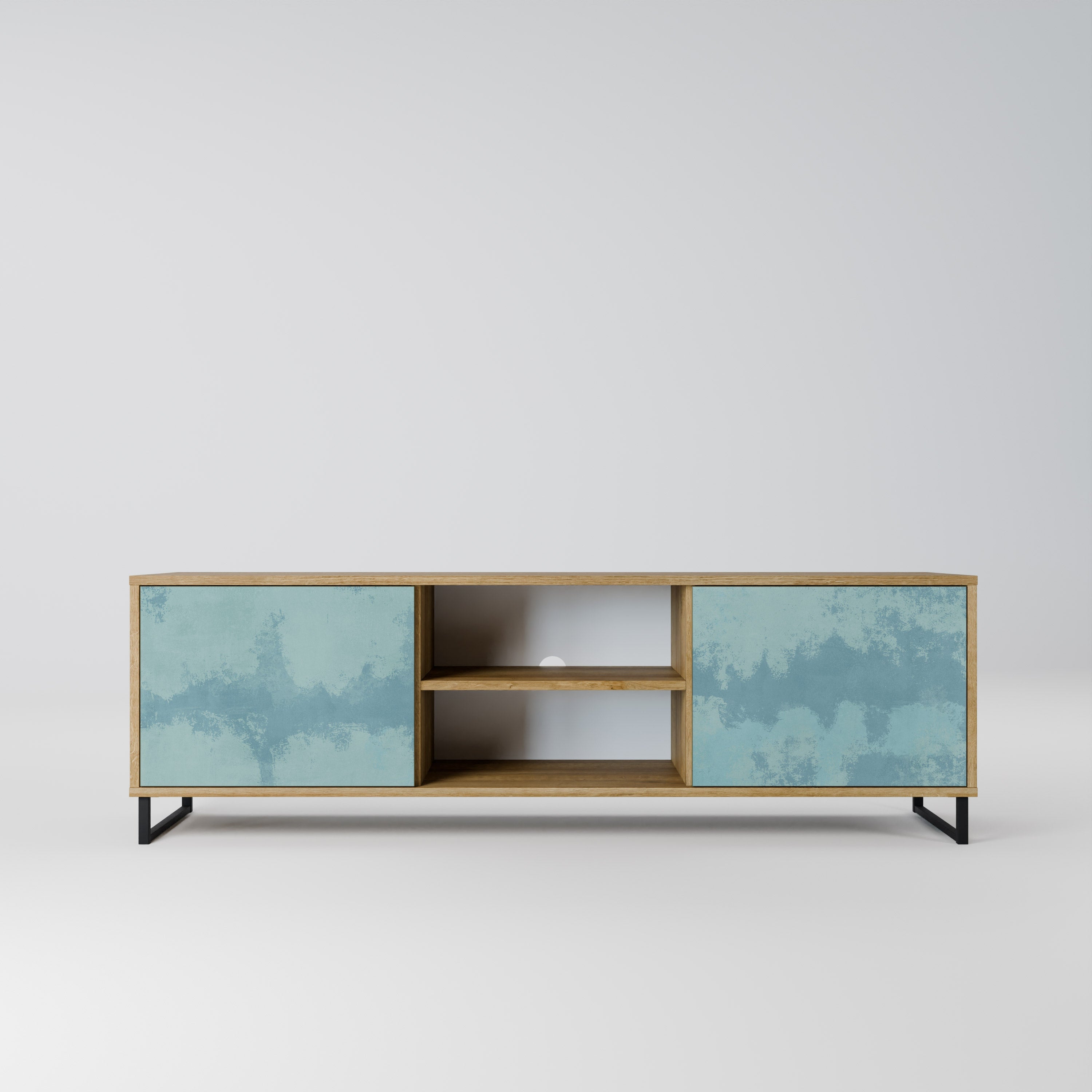 Meuble TV 2 portes SKY WASH effet chêne