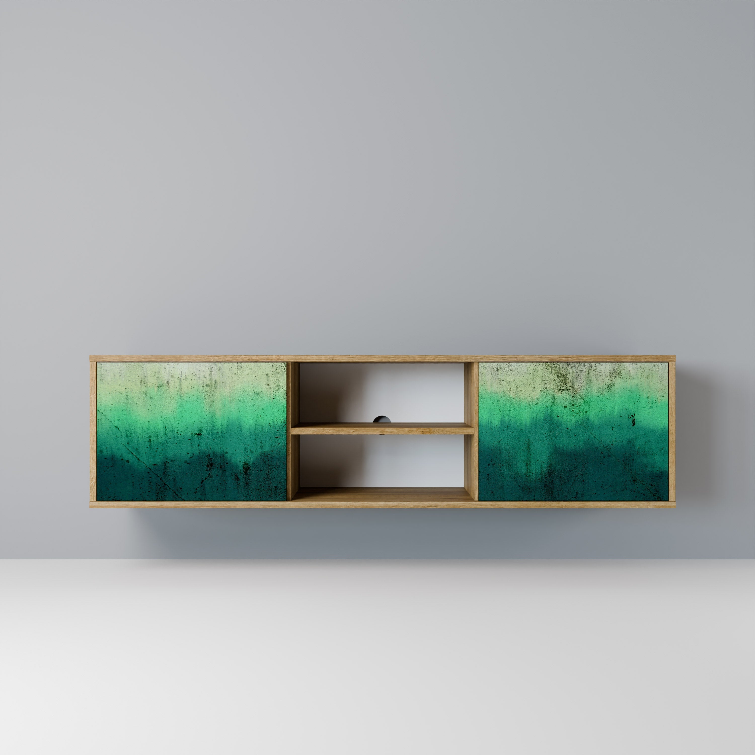 Meuble TV 2 portes NORTHERN LIGHTS effet chêne