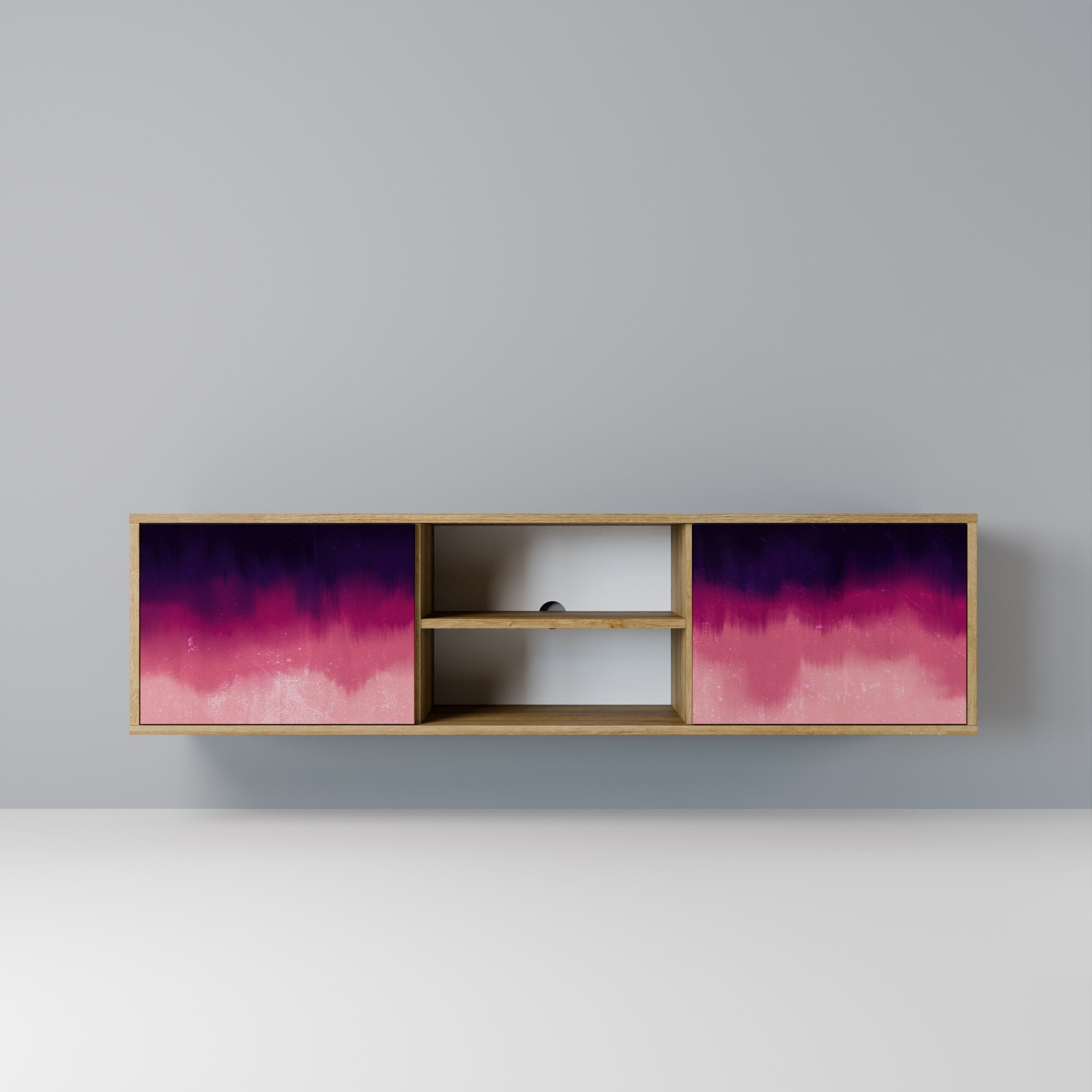 Meuble TV 2 portes AURORA BOREALIS effet chêne