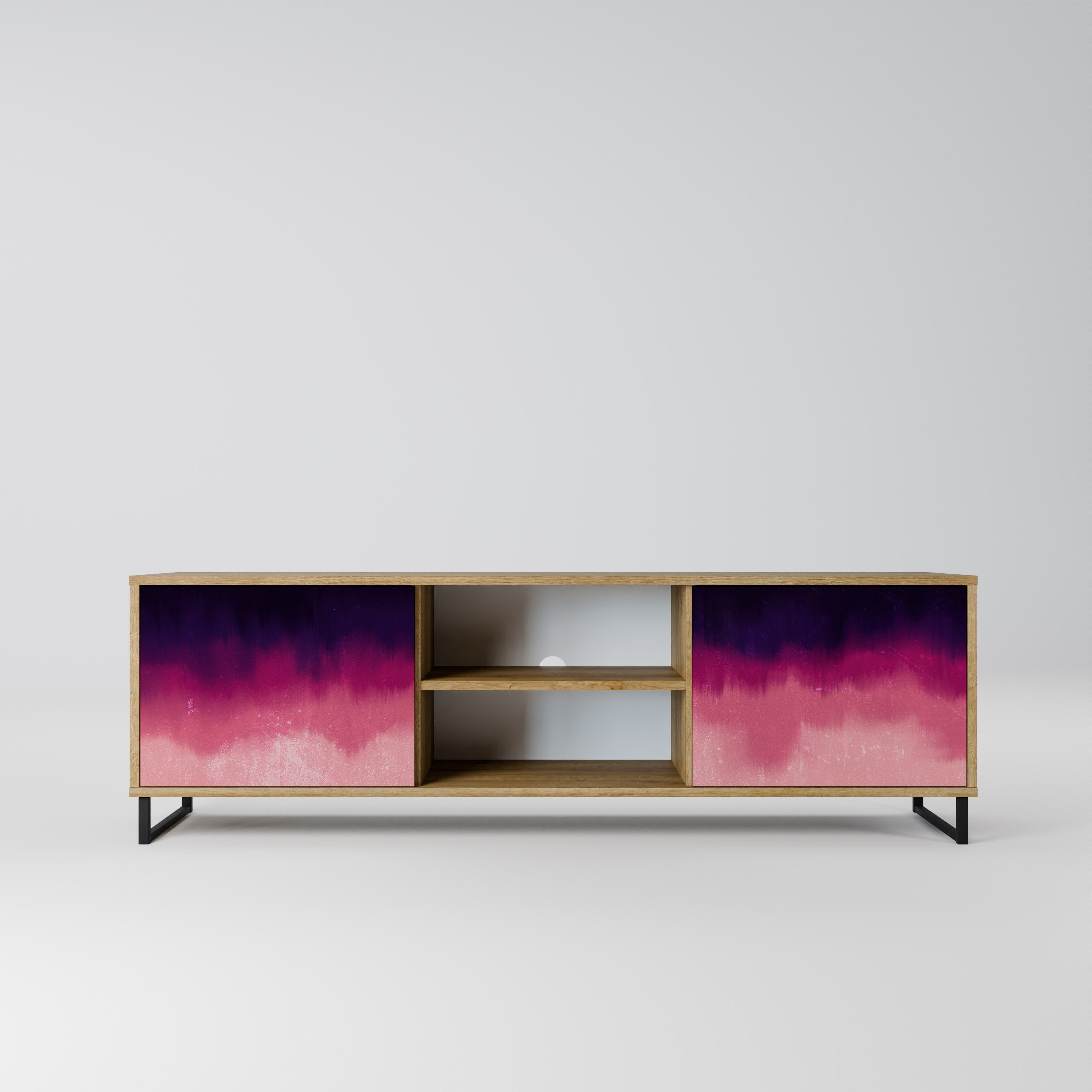Meuble TV 2 portes AURORA BOREALIS effet chêne