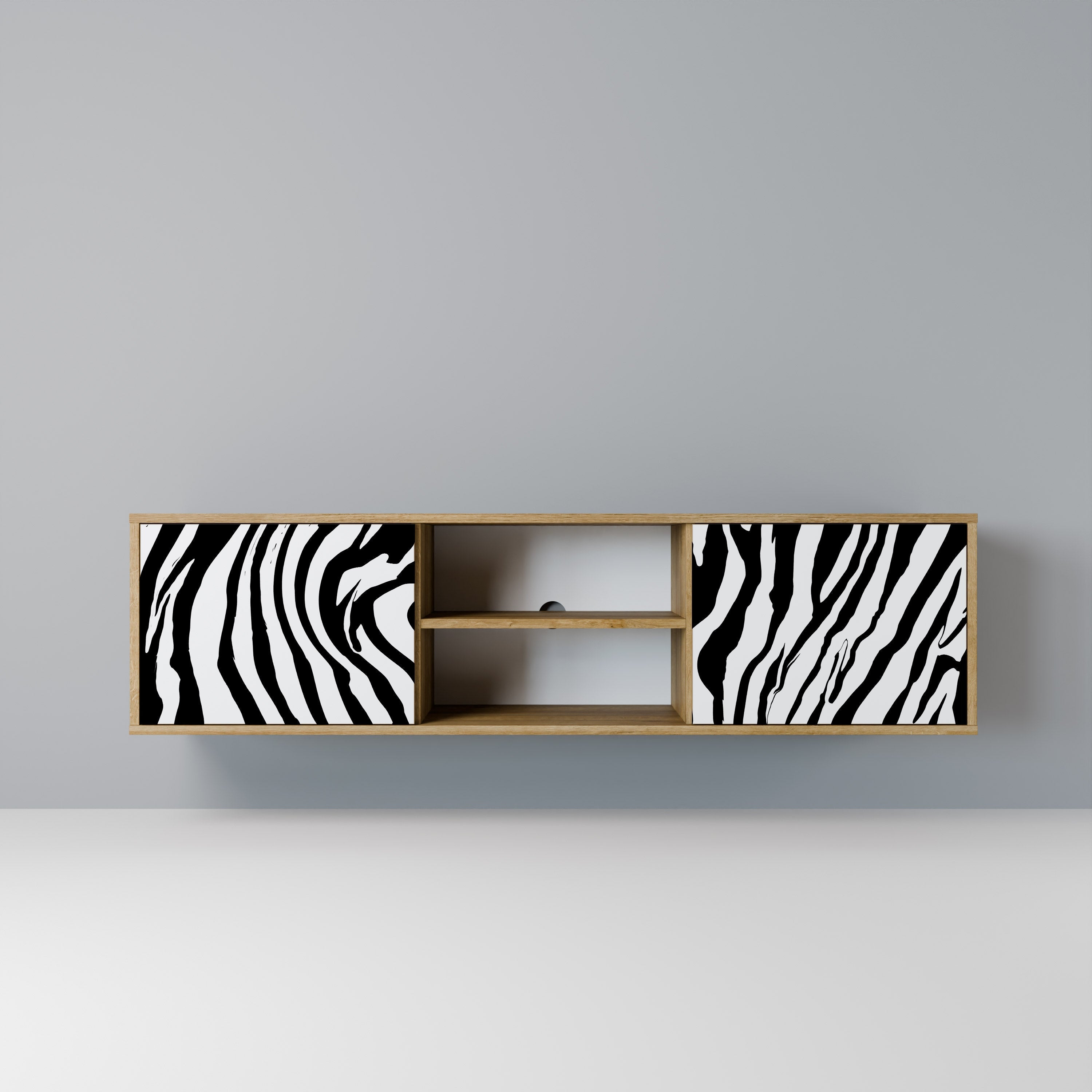 Meuble TV 2 portes SPLENDID ZEBRA effet chêne