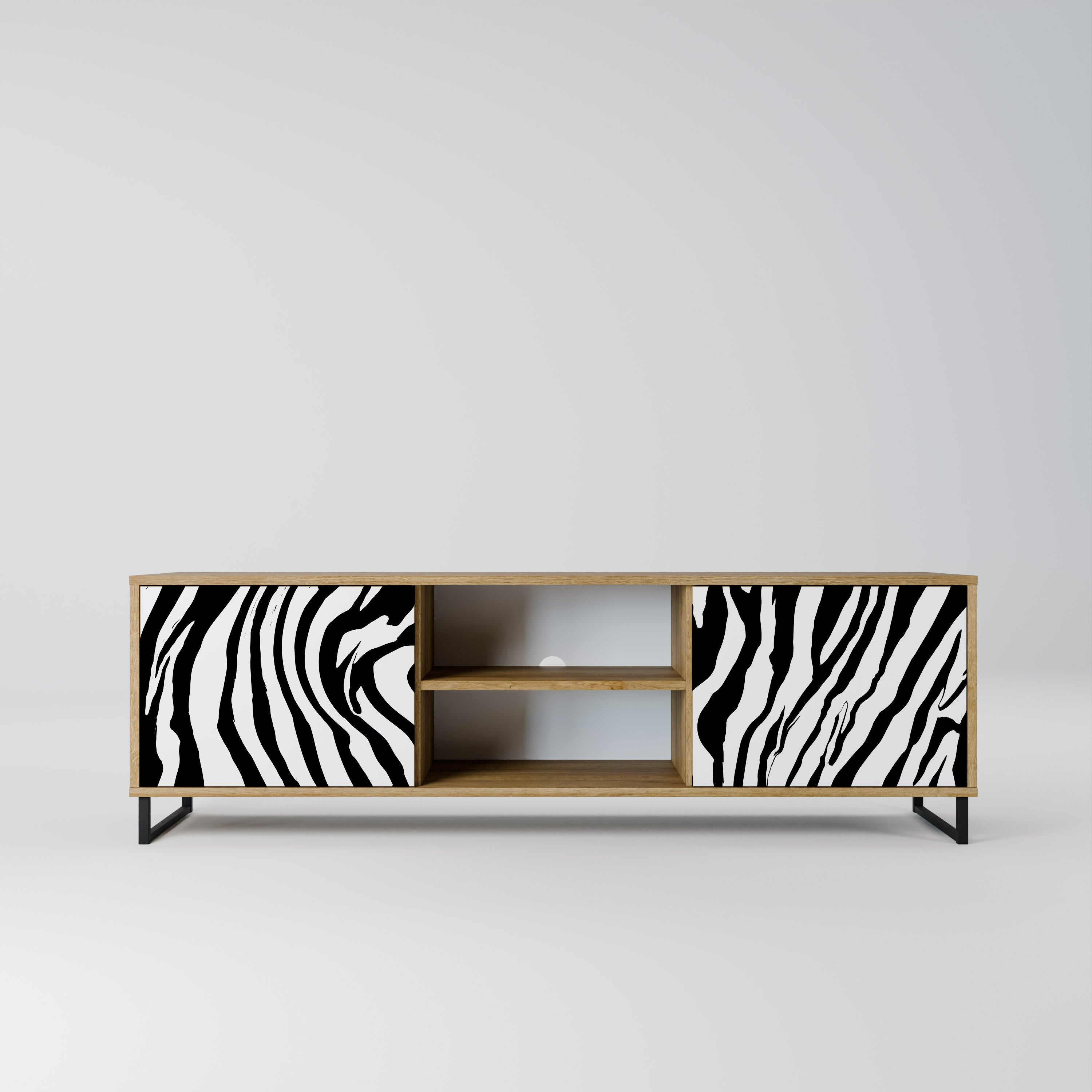 Meuble TV 2 portes SPLENDID ZEBRA effet chêne