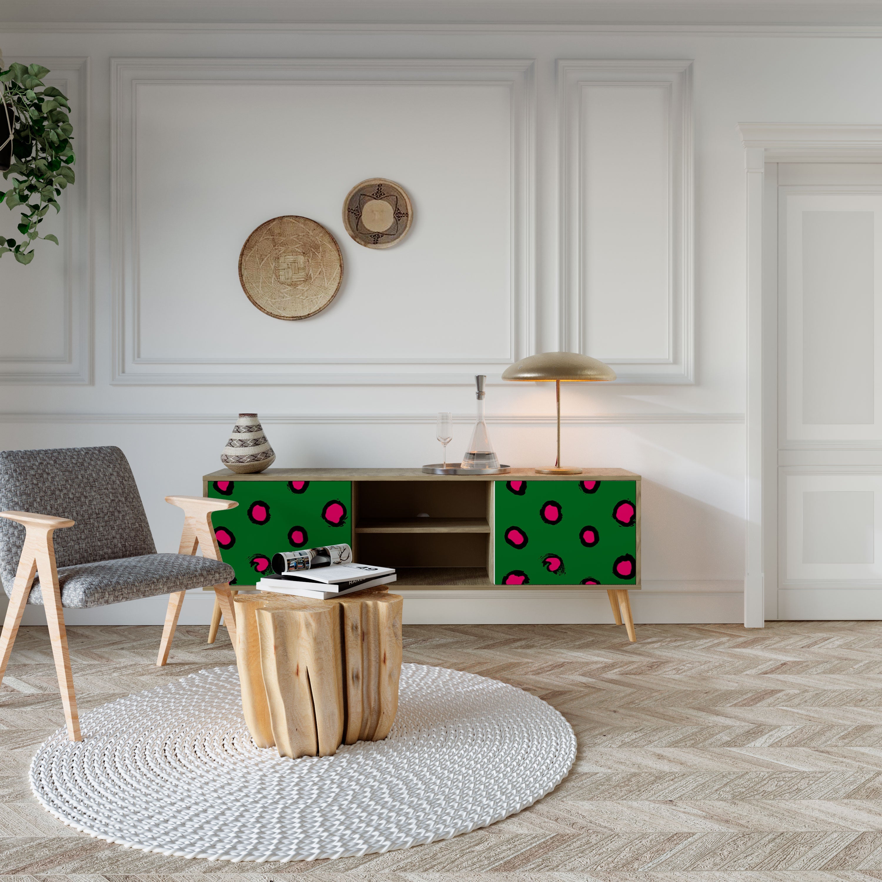 Meuble TV 2 portes FUNKY SPOTS effet chêne