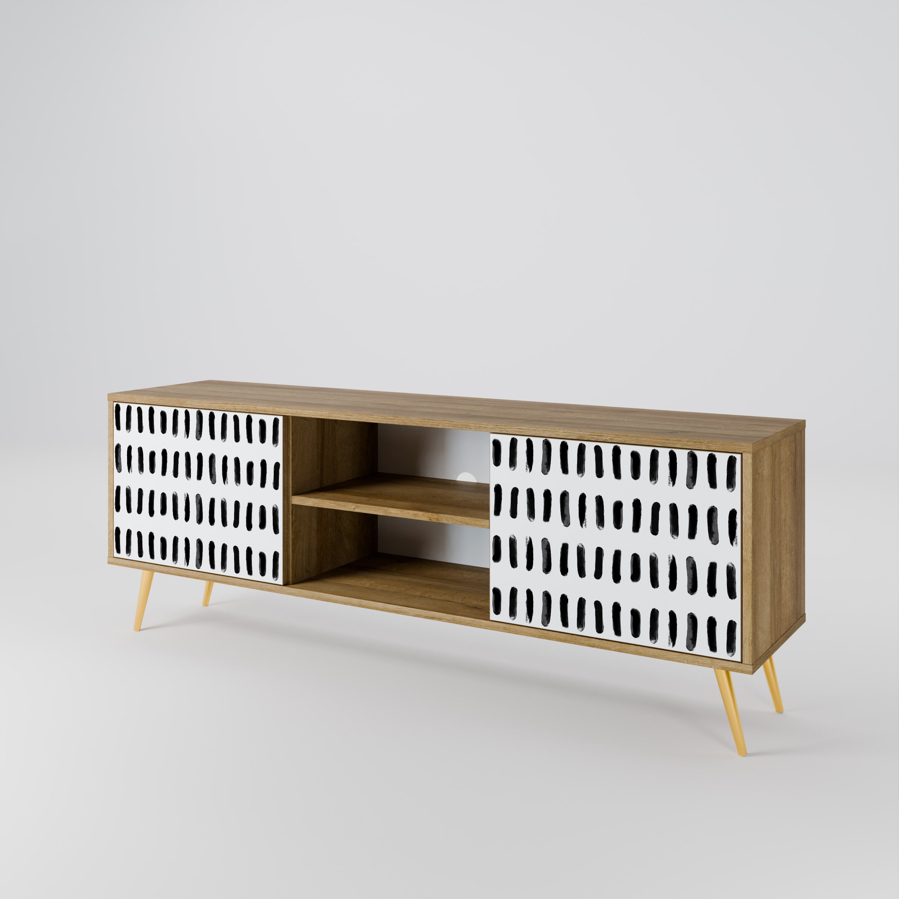 Meuble TV 2 portes NIGHTY MELODIES effet chêne