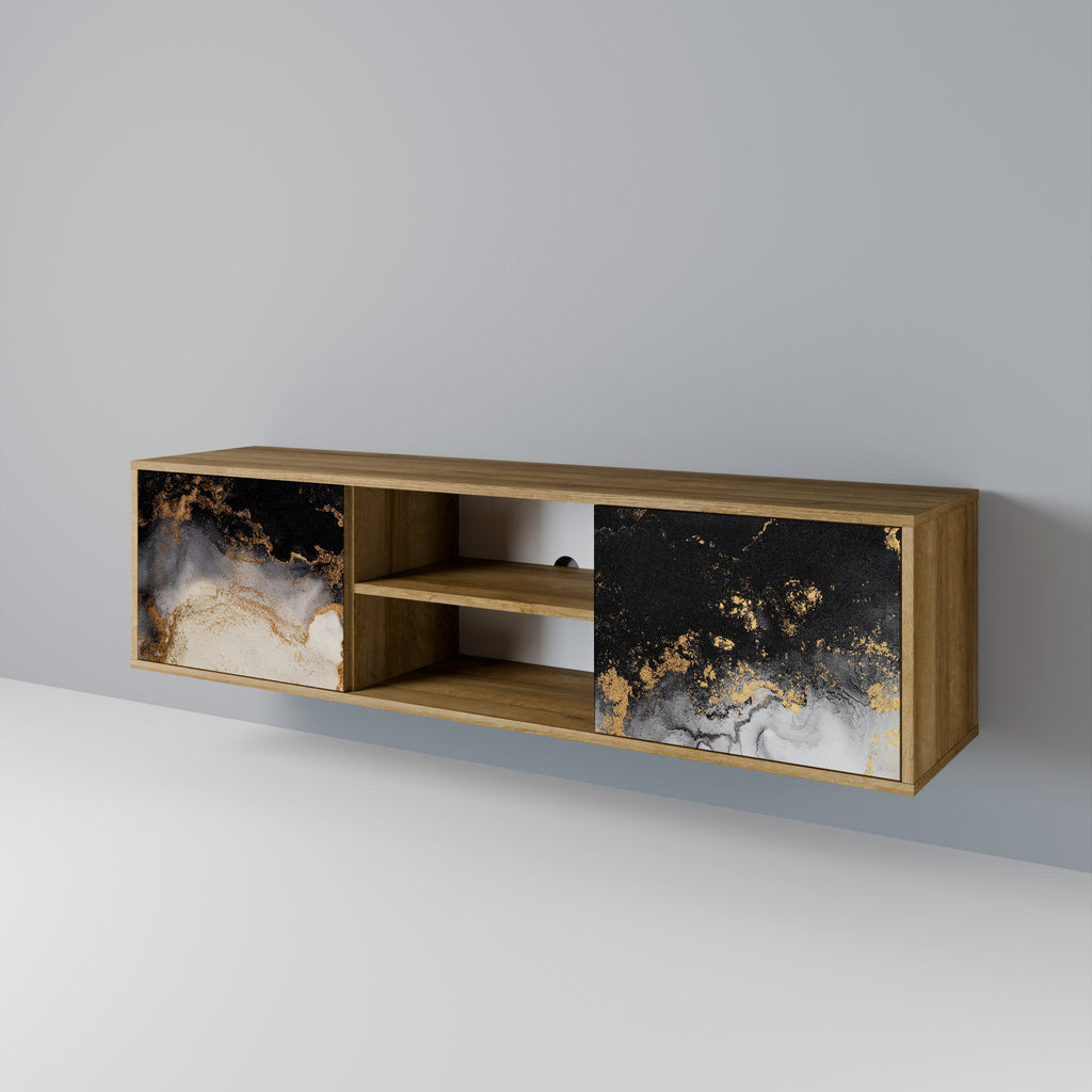 Meuble TV 2 portes MARBLE OF TOMMORROW effet chêne