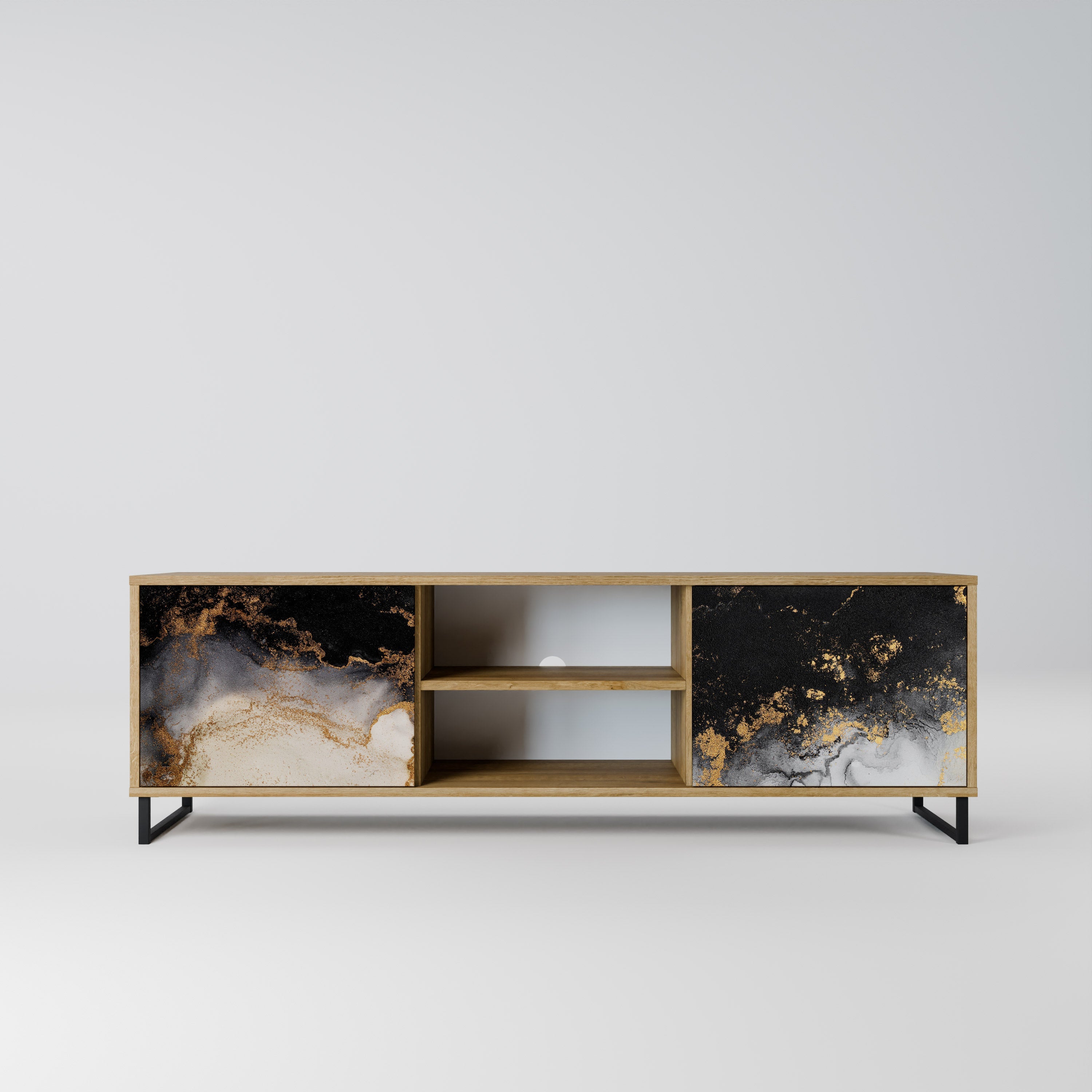 Meuble TV 2 portes MARBLE OF TOMMORROW effet chêne