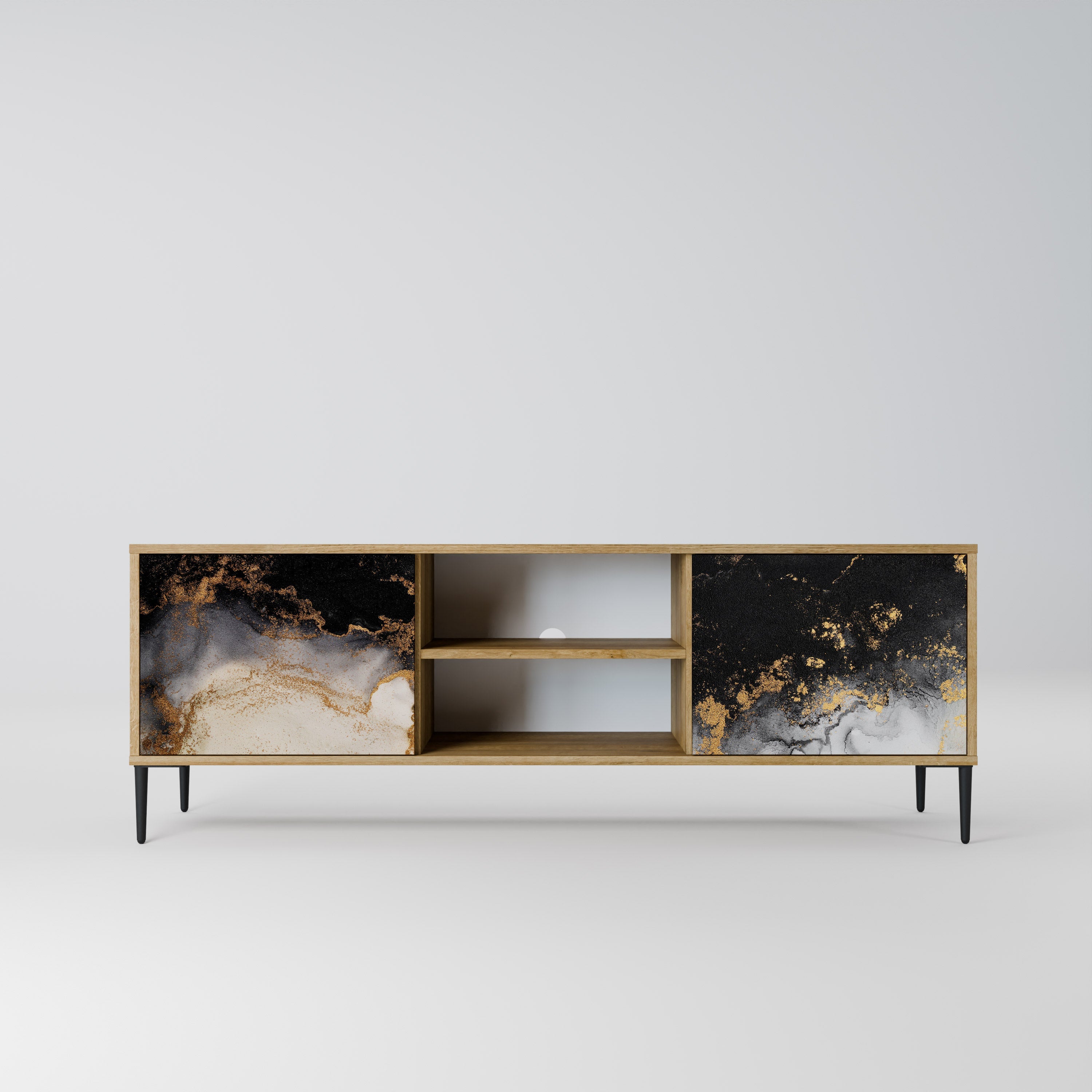 Meuble TV 2 portes MARBLE OF TOMMORROW effet chêne