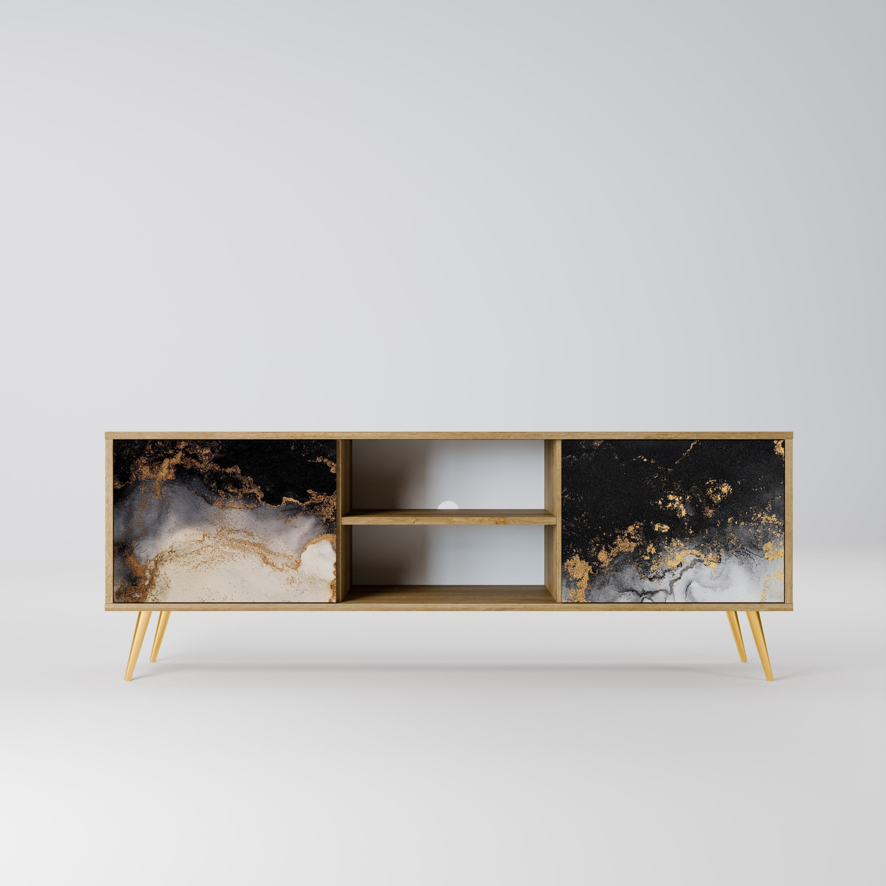 Meuble TV 2 portes MARBLE OF TOMMORROW effet chêne