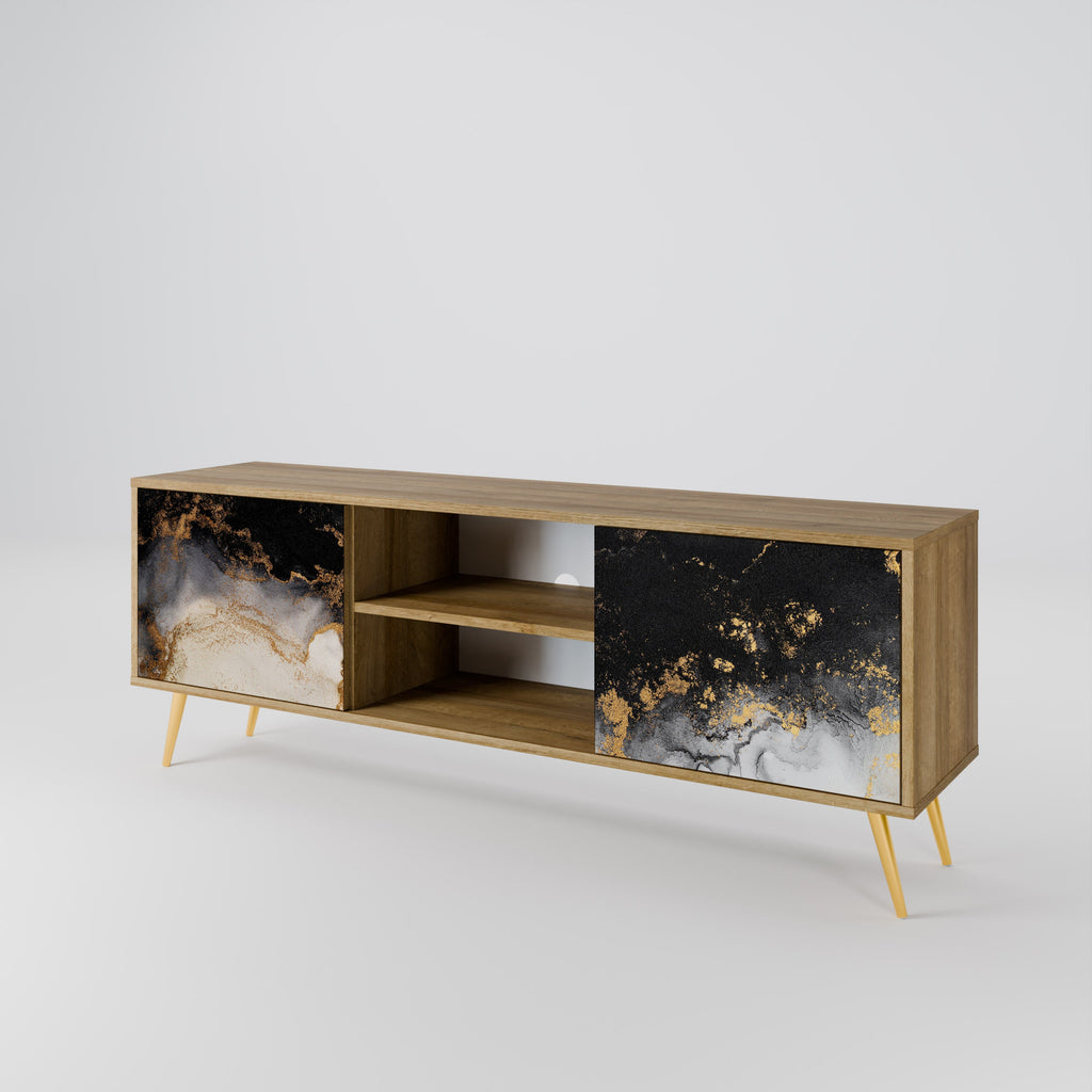 Meuble TV 2 portes MARBLE OF TOMMORROW effet chêne