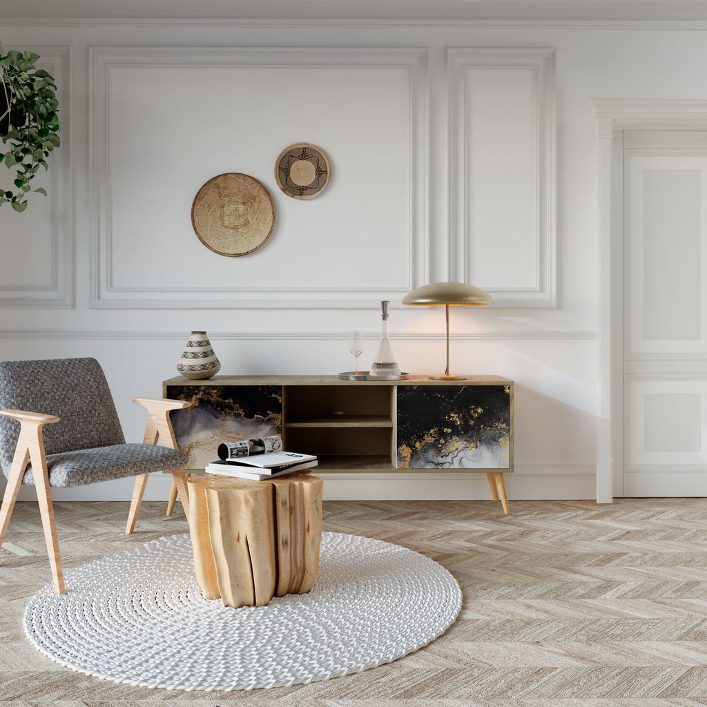 Meuble TV 2 portes MARBLE OF TOMMORROW effet chêne