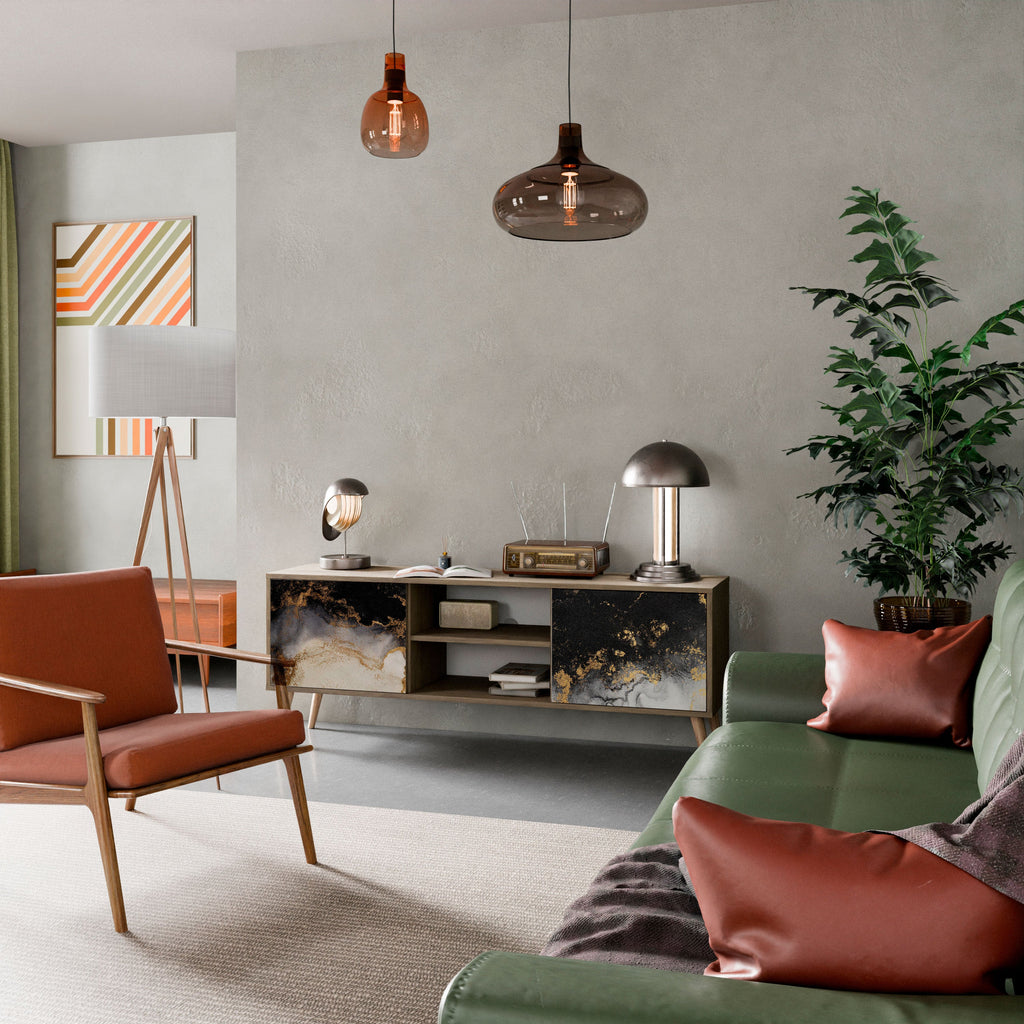 Meuble TV 2 portes MARBLE OF TOMMORROW effet chêne