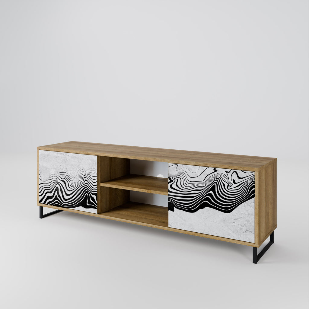 Meuble TV 2 portes MONOCHROME MIRAGE effet chêne