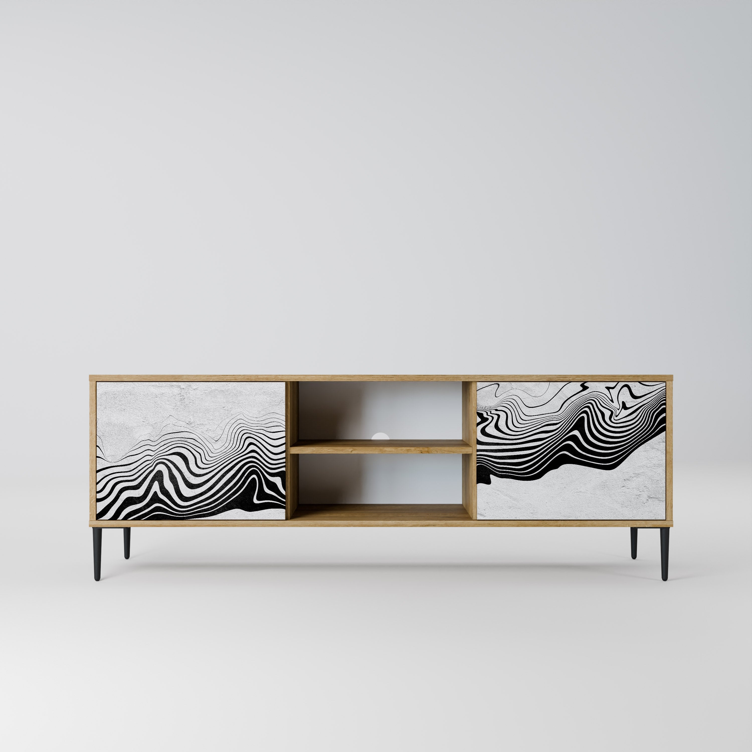 Meuble TV 2 portes MONOCHROME MIRAGE effet chêne