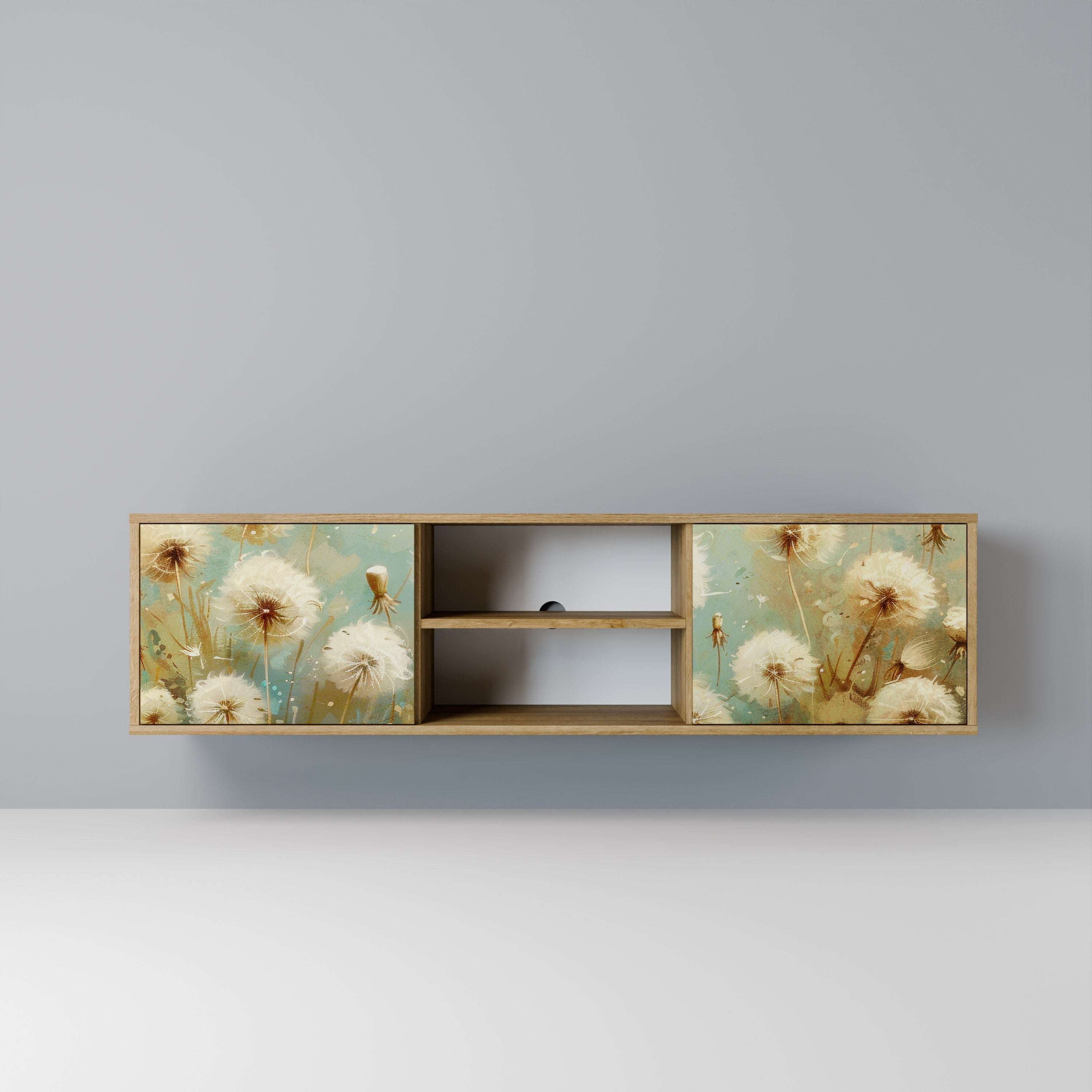 Meuble TV 2 portes DREAMY MEADOW effet chêne
