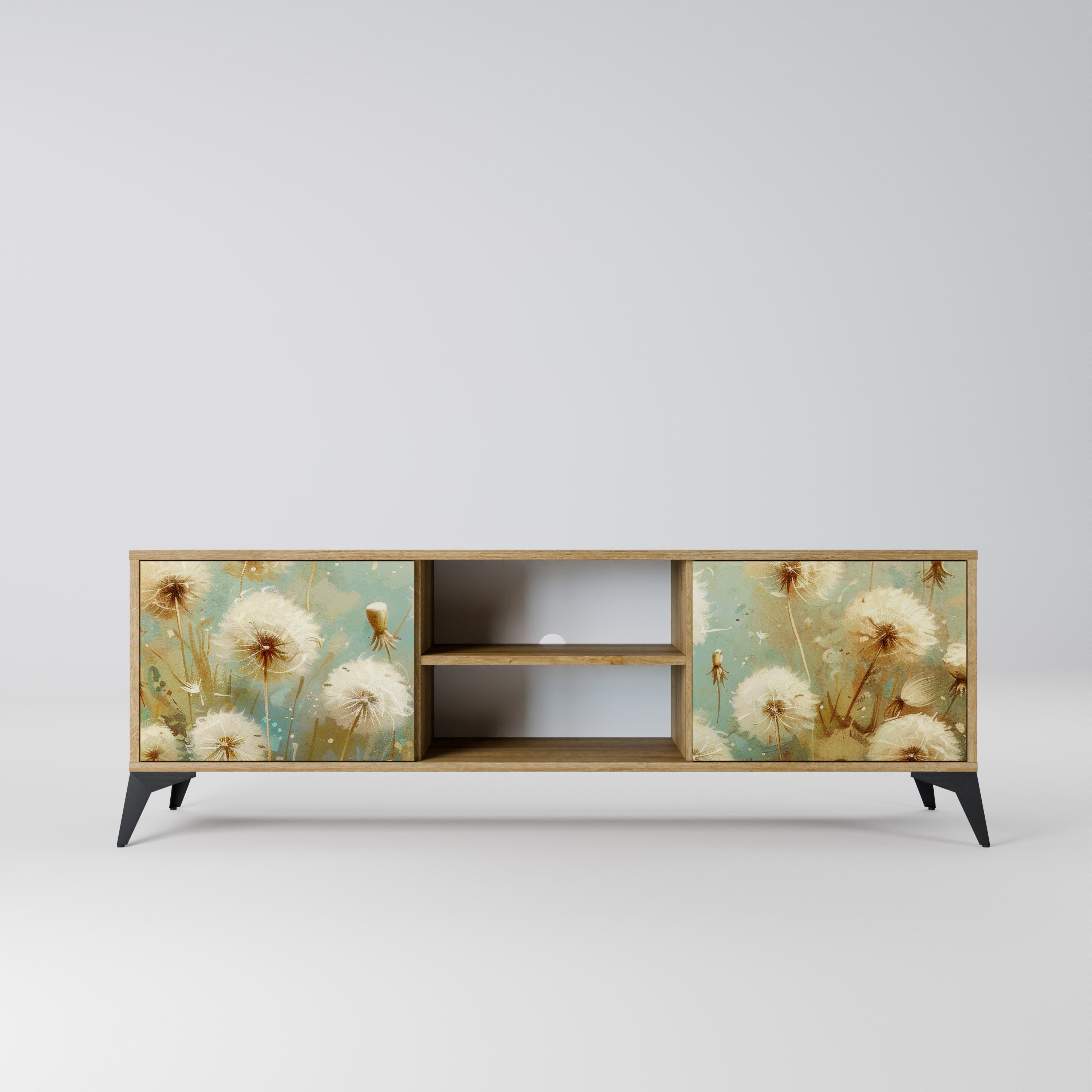 Meuble TV 2 portes DREAMY MEADOW effet chêne