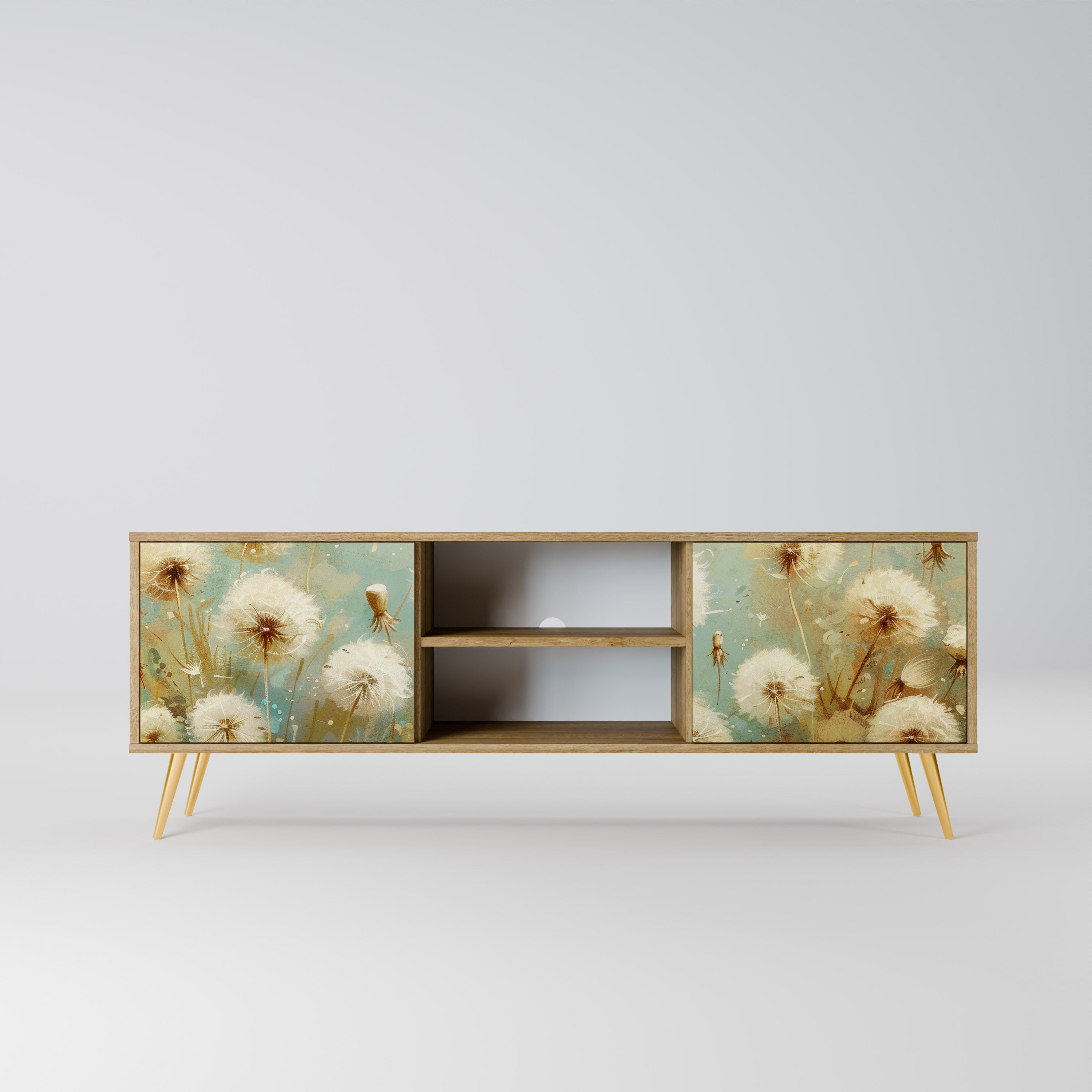 Meuble TV 2 portes DREAMY MEADOW effet chêne