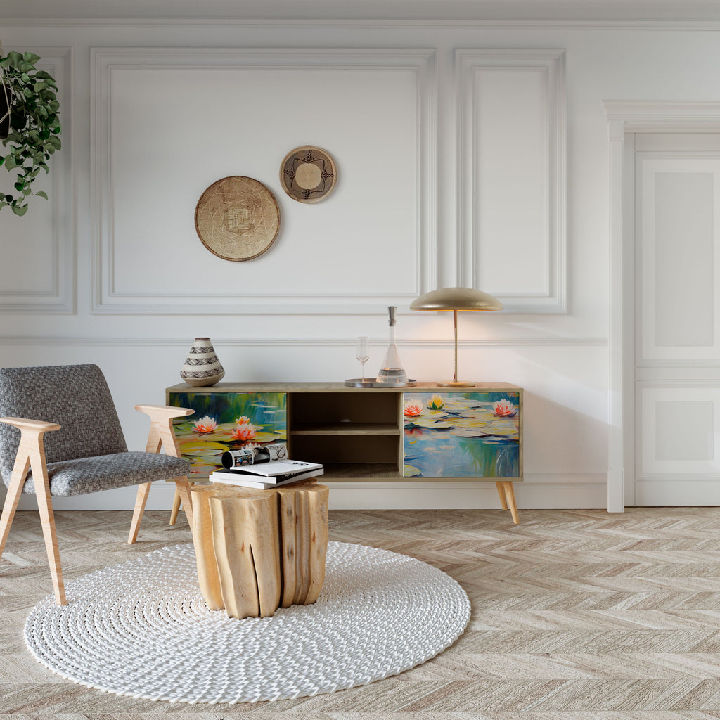 Meuble TV 2 portes BLOOMING WATERS effet chêne