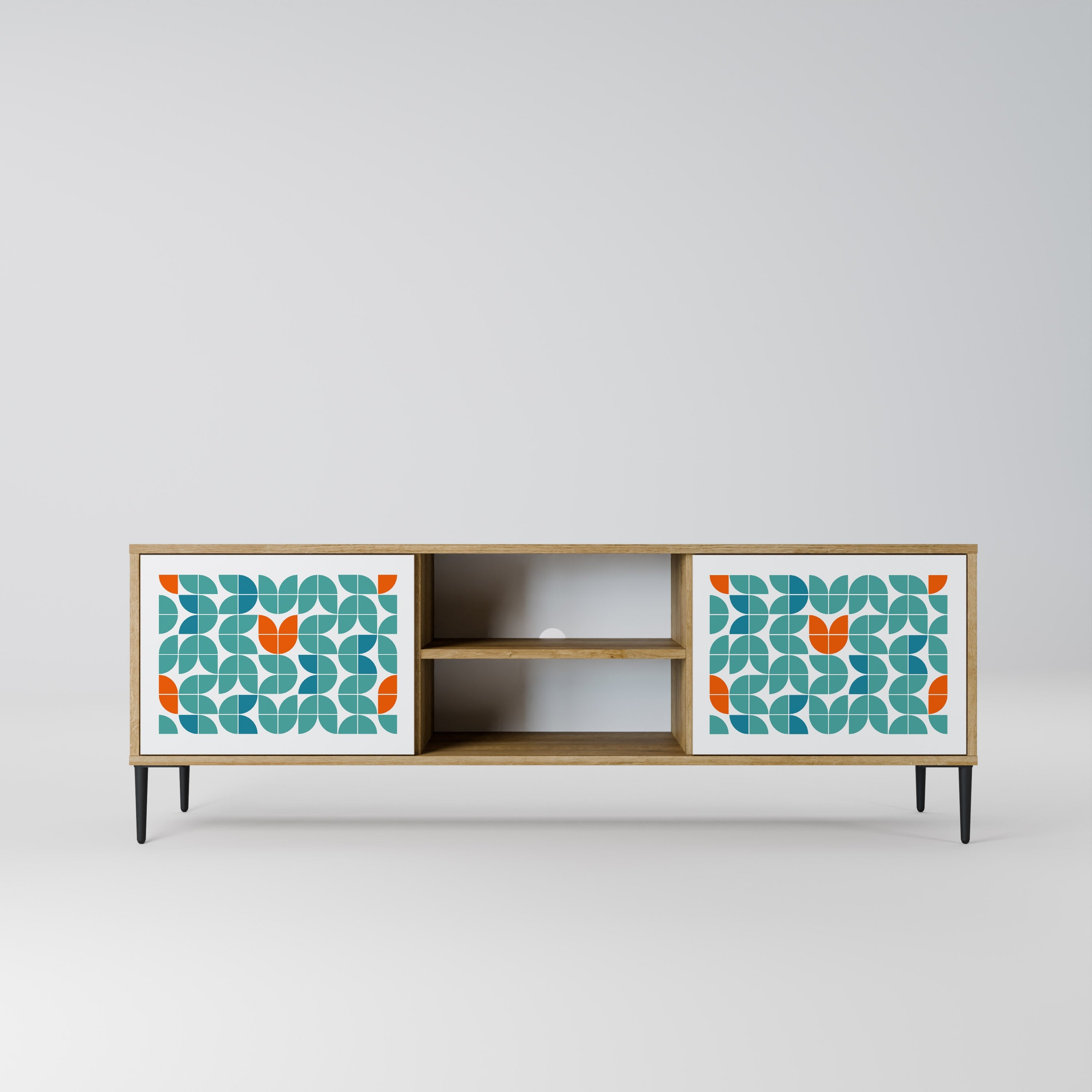 Meuble TV 2 portes BE THE CHANGE effet chêne