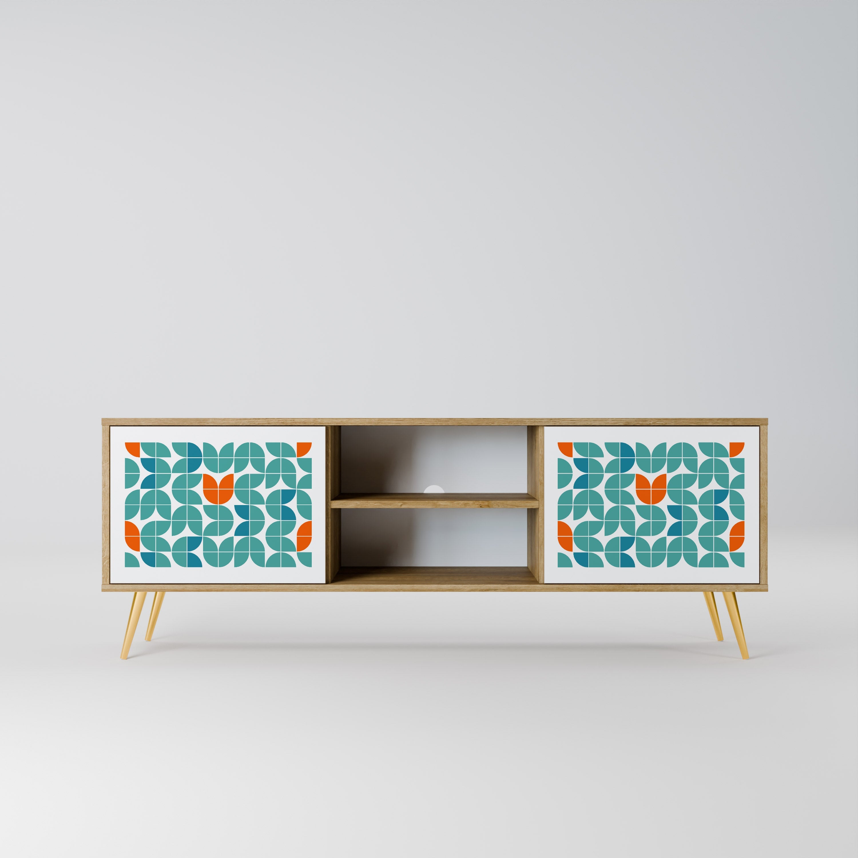 Meuble TV 2 portes BE THE CHANGE effet chêne