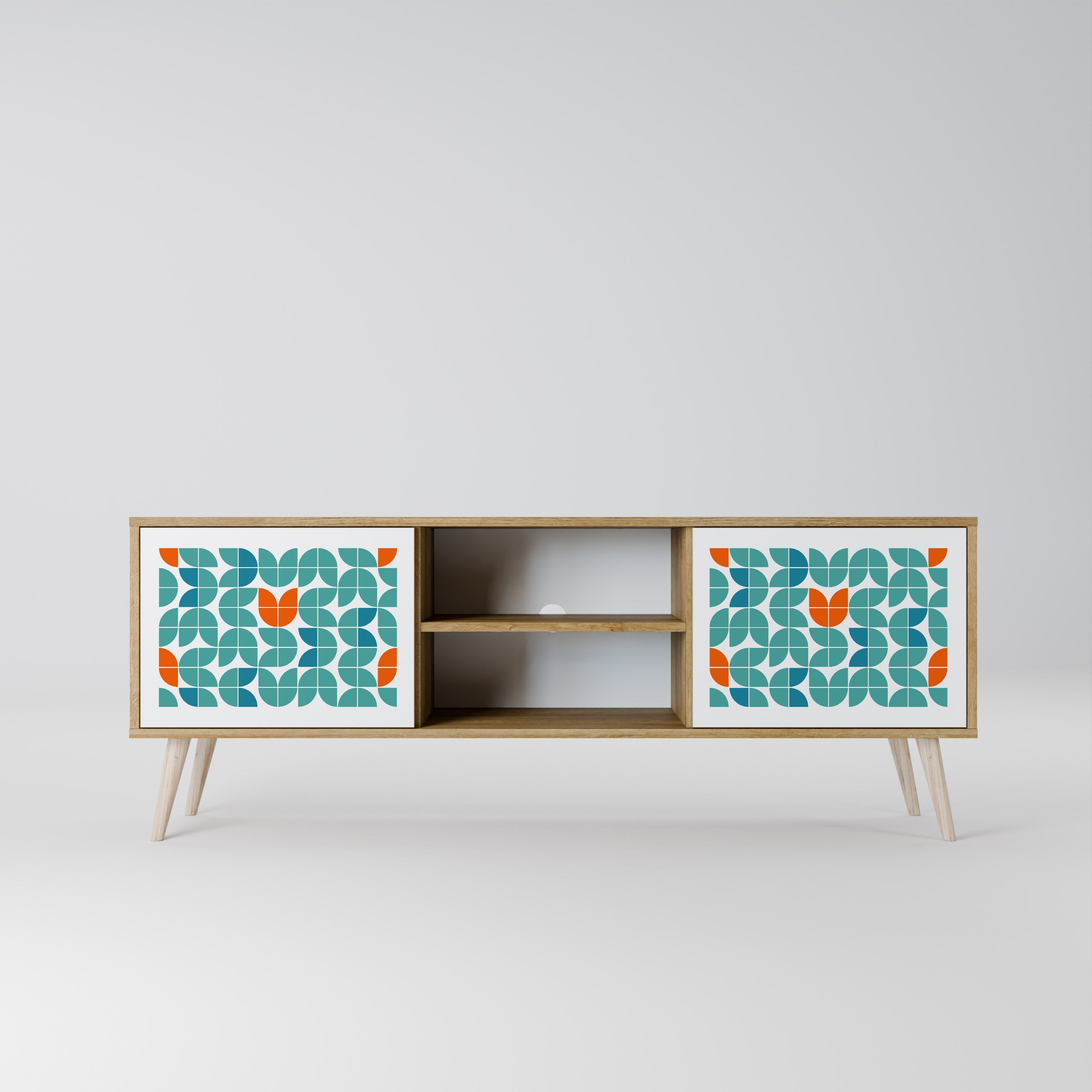 Meuble TV 2 portes BE THE CHANGE effet chêne