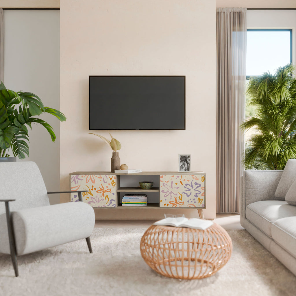 Meuble TV 2 portes SPRING WHIMSY effet chêne