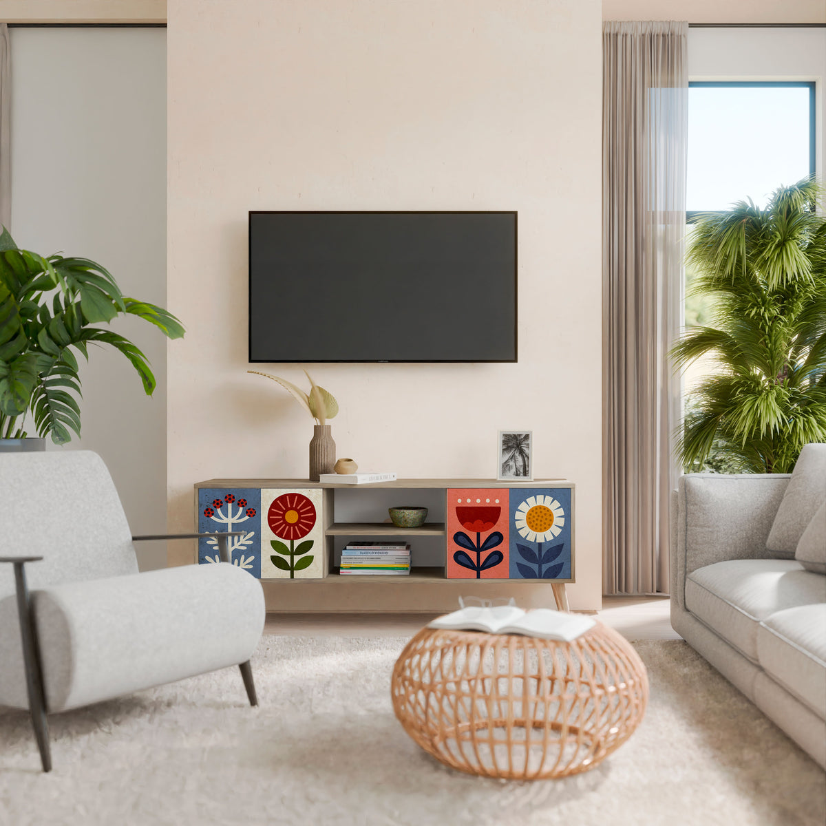 SCANDIC FLOWERET 2-Door TV Cabinet