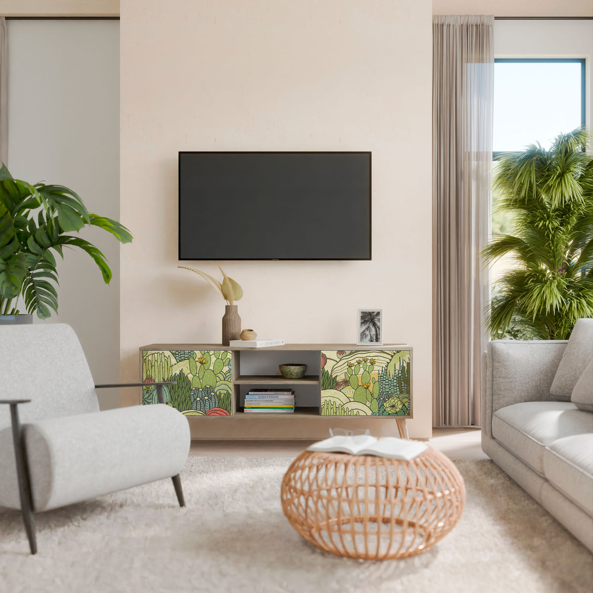 SUCCULENTS KALEIDOSCOPE 2-Door TV Cabinet