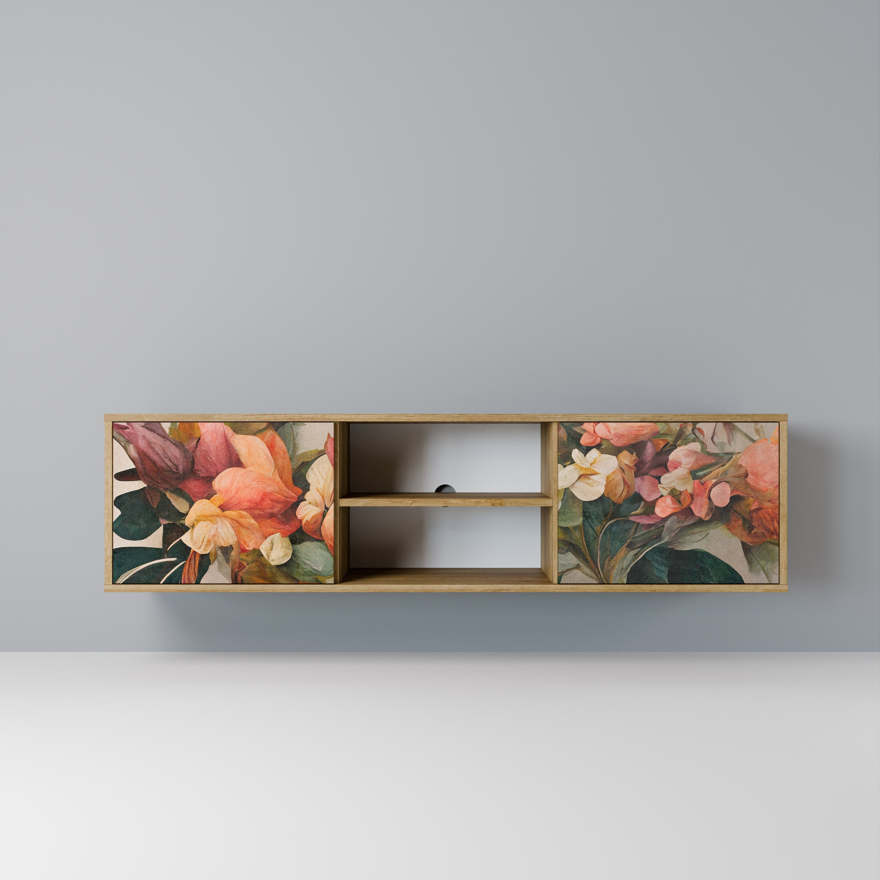 Meuble TV 2 portes STYLISH BEAUTY effet chêne