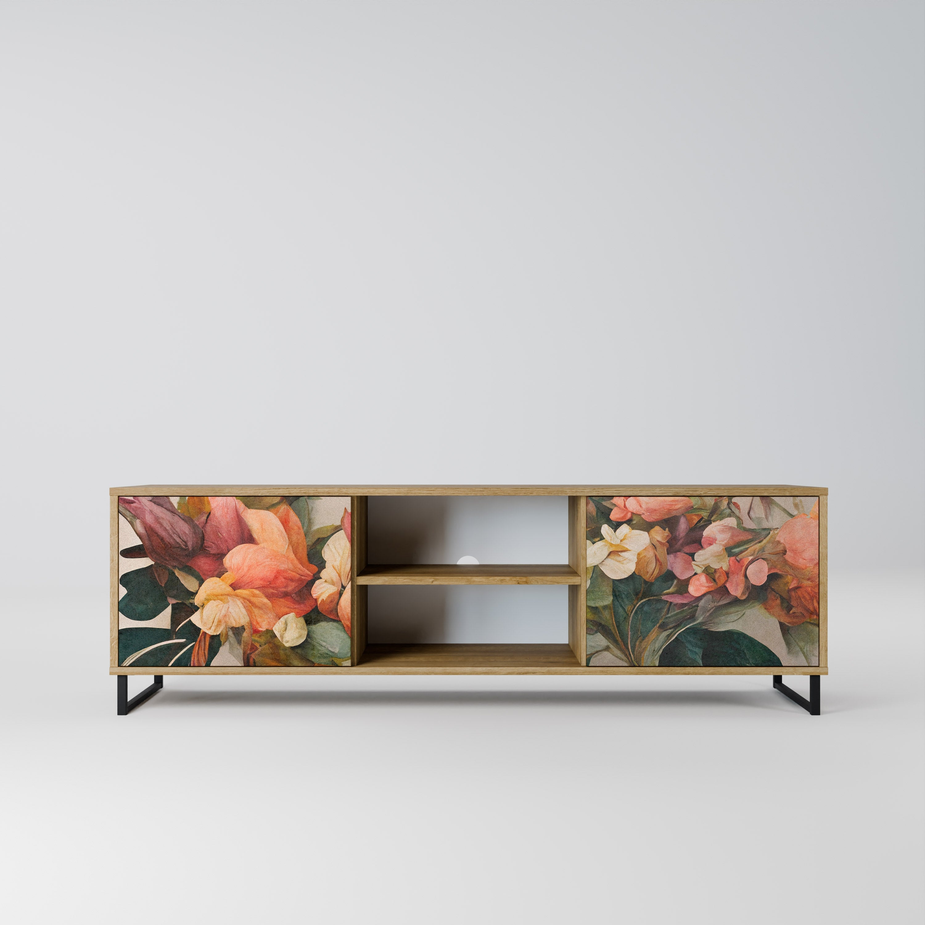 Meuble TV 2 portes STYLISH BEAUTY effet chêne