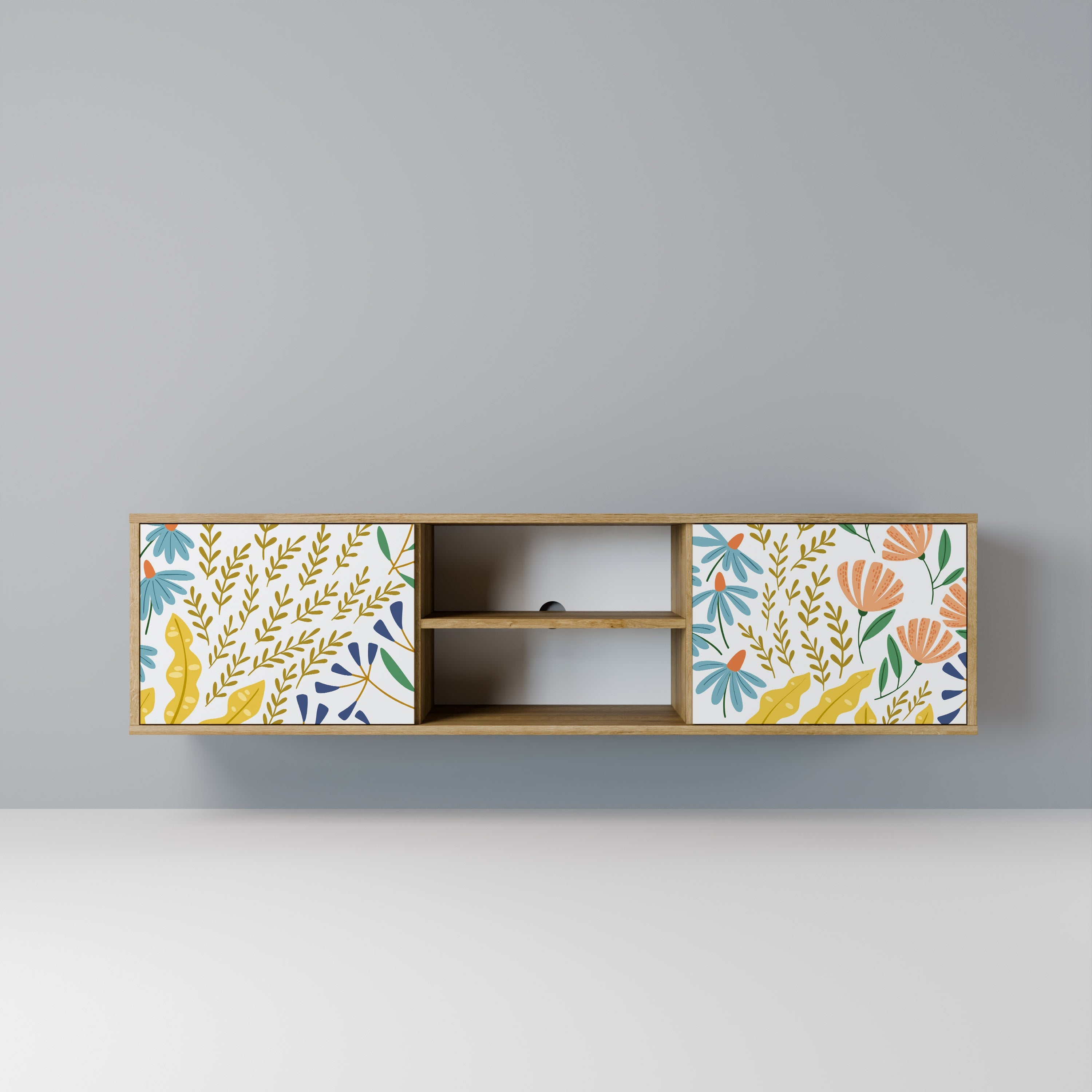 Meuble TV 2 portes HELLO SPRING effet chêne