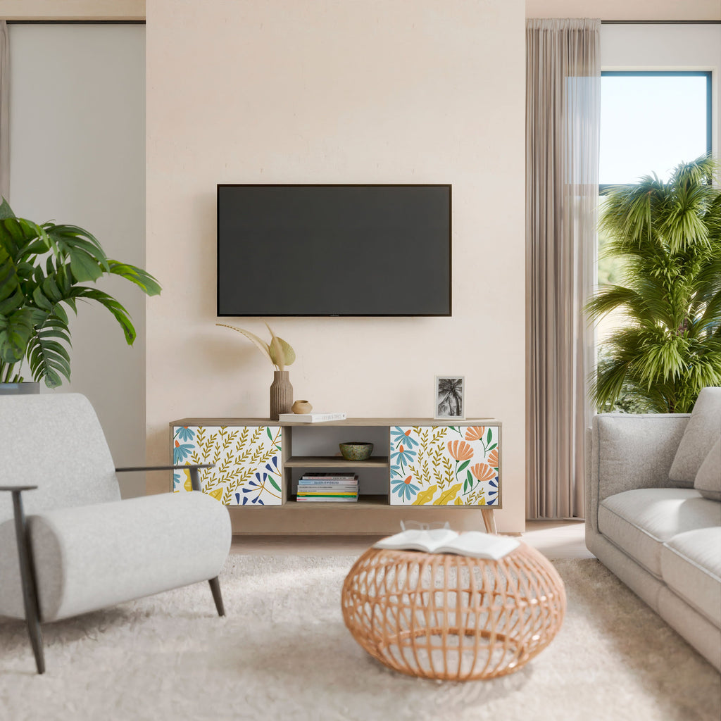 Meuble TV 2 portes HELLO SPRING effet chêne