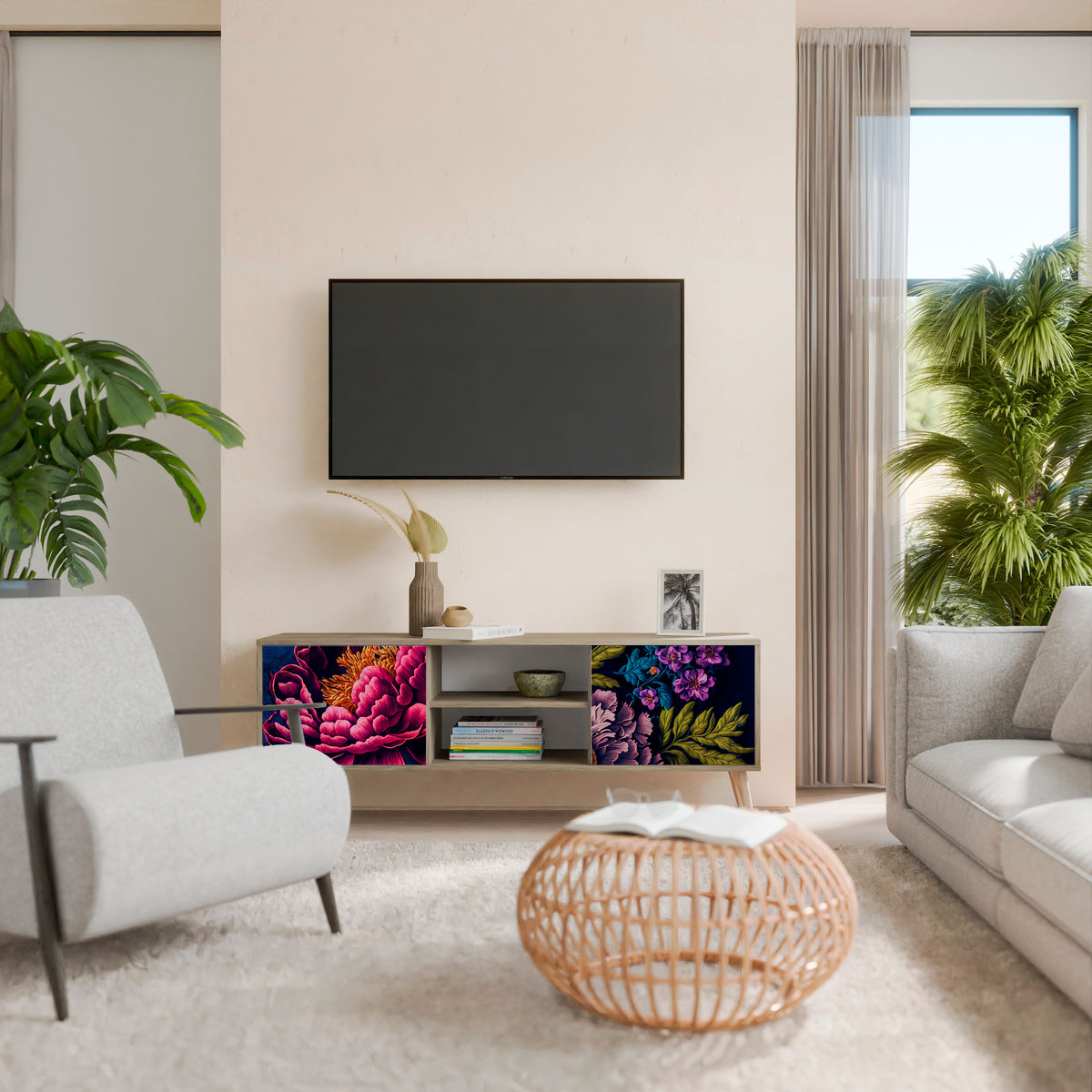 BLOOMING ELEGANCE 2-Door TV Cabinet