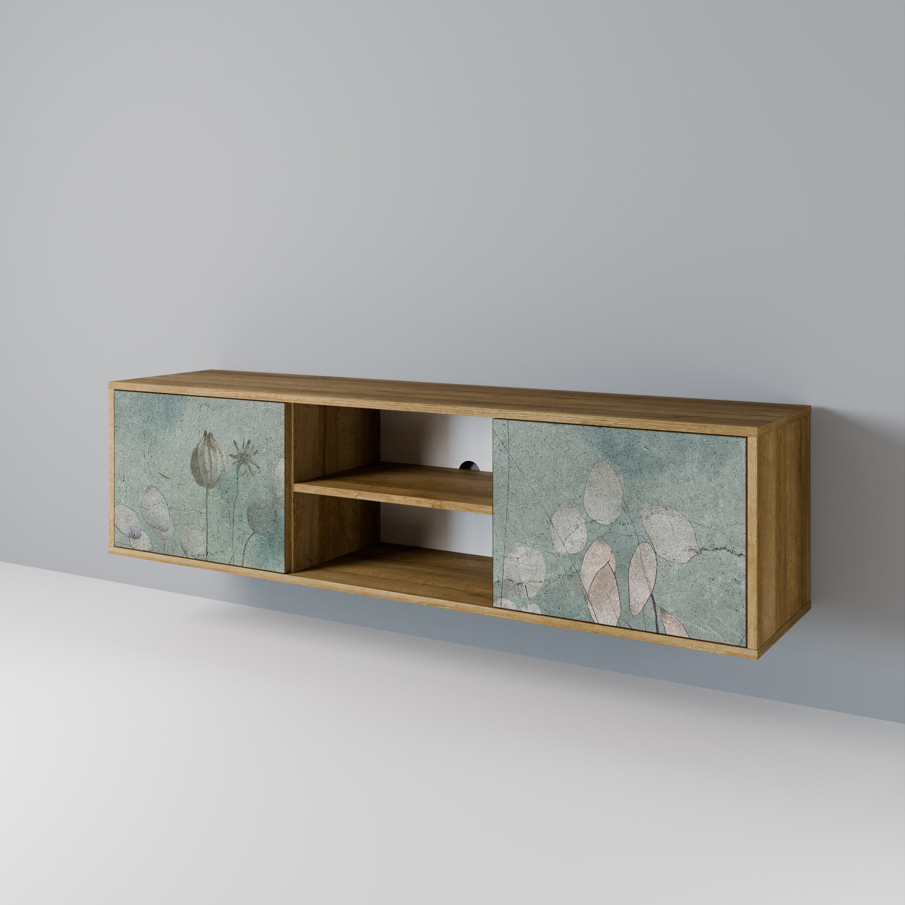 Meuble TV 2 portes NIGHT LADY effet chêne