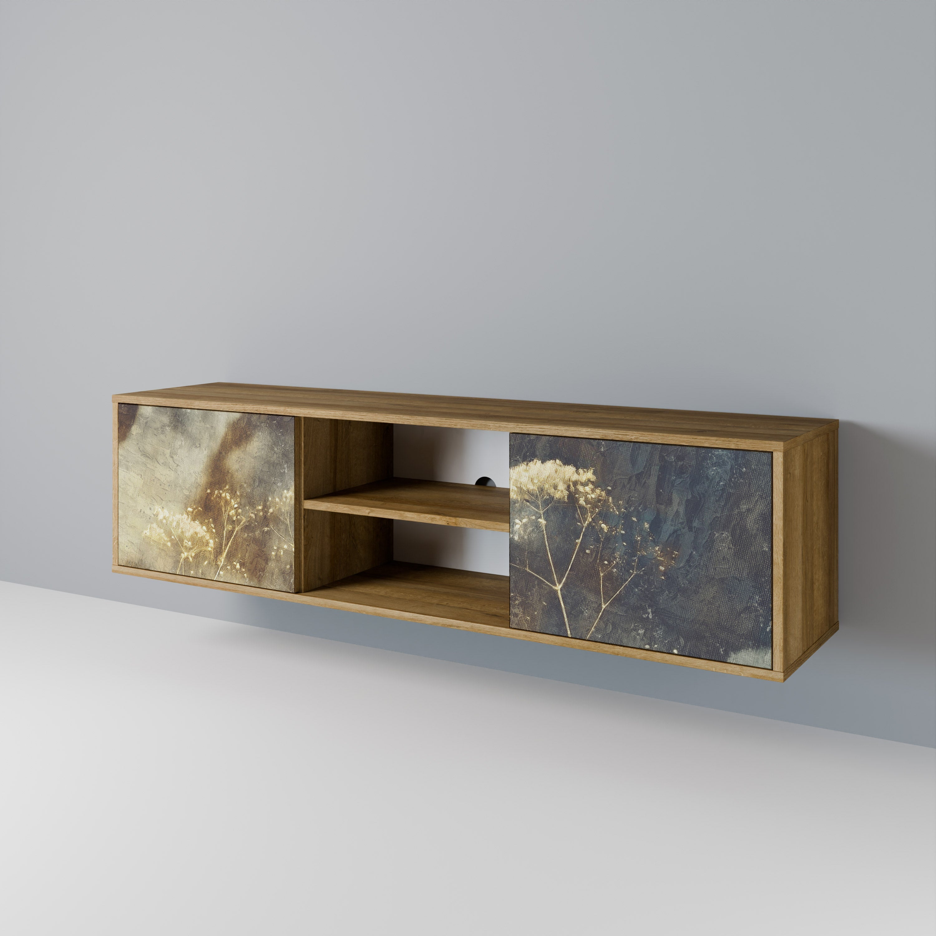 Meuble TV 2 portes GENTLE POWER effet chêne