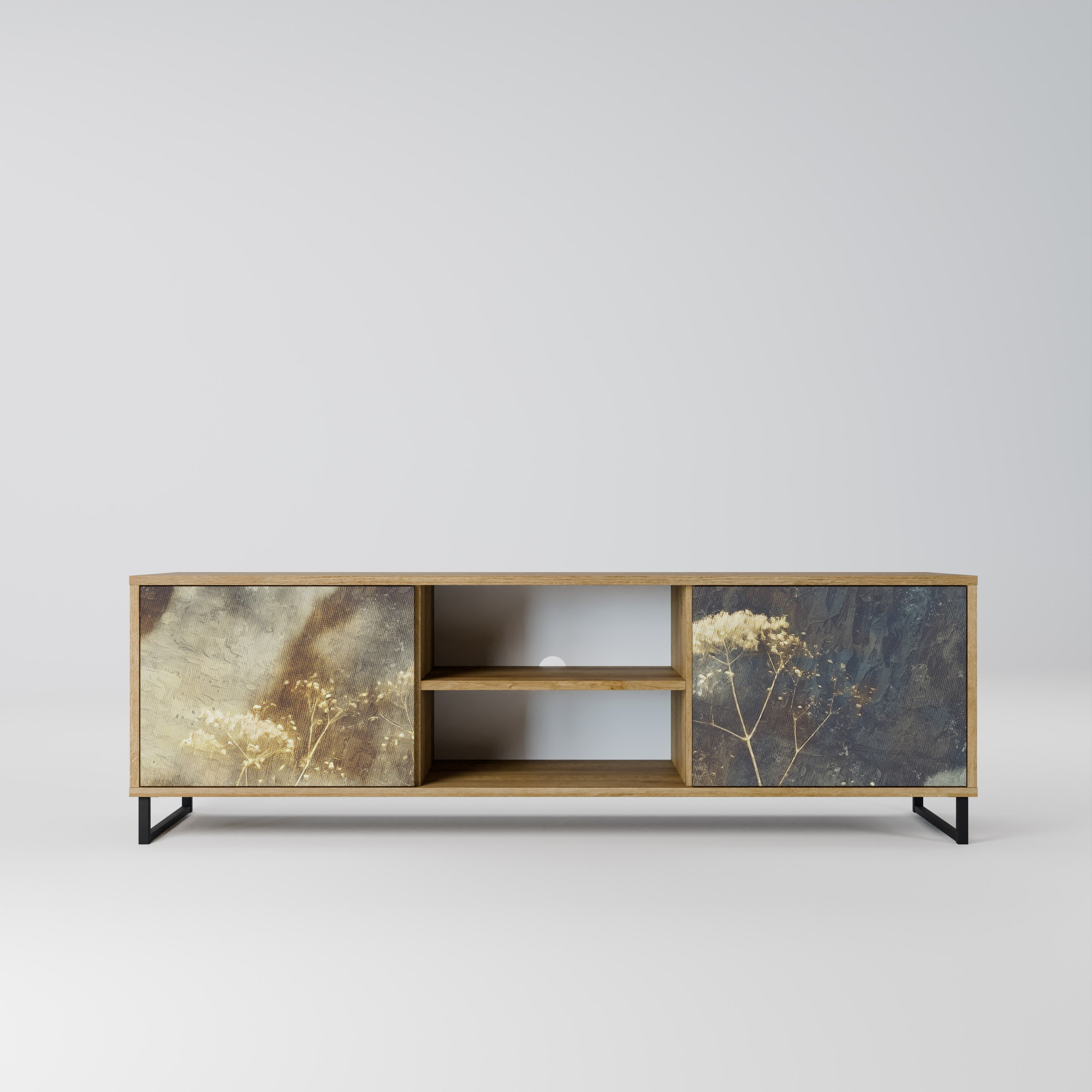 Meuble TV 2 portes GENTLE POWER effet chêne