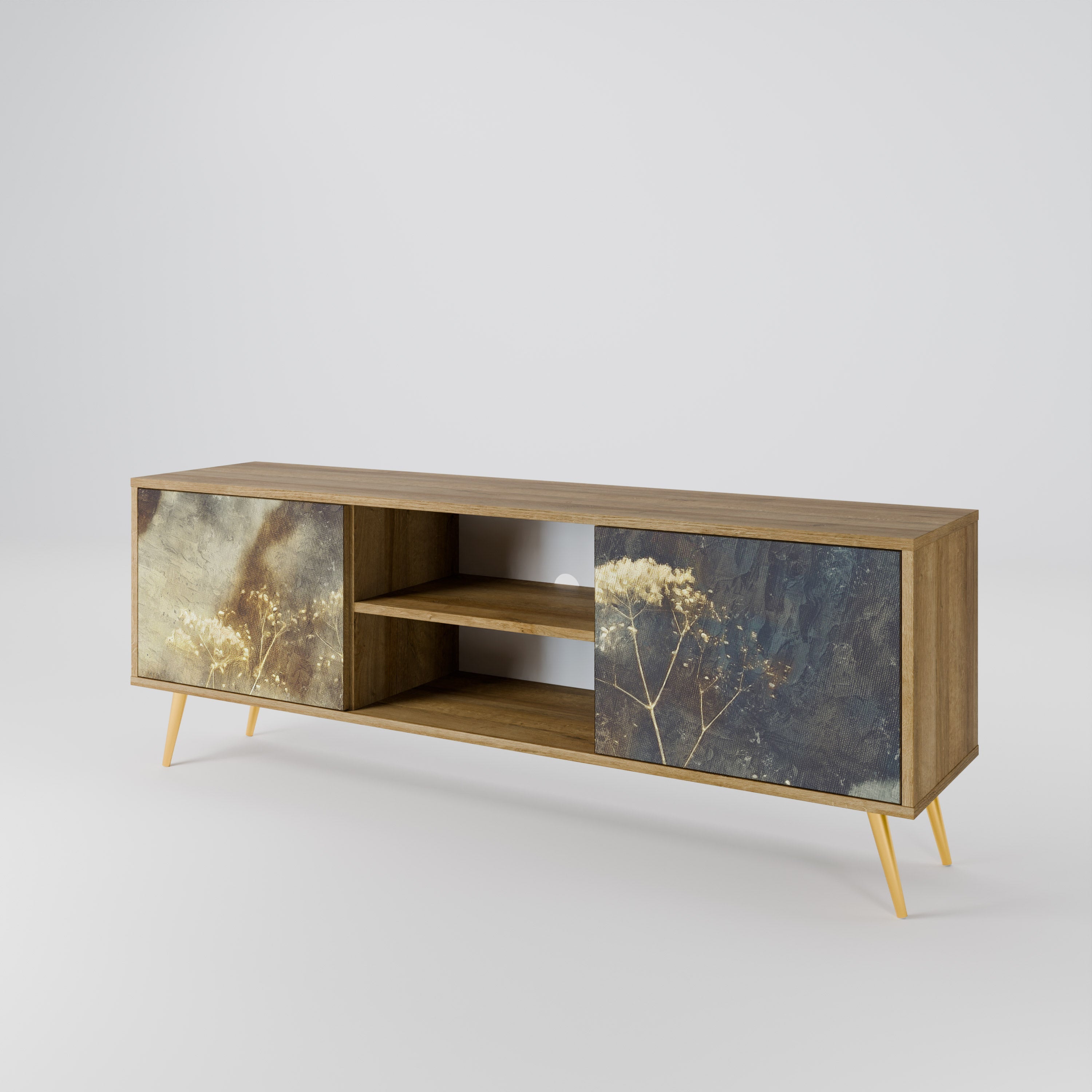 Meuble TV 2 portes GENTLE POWER effet chêne