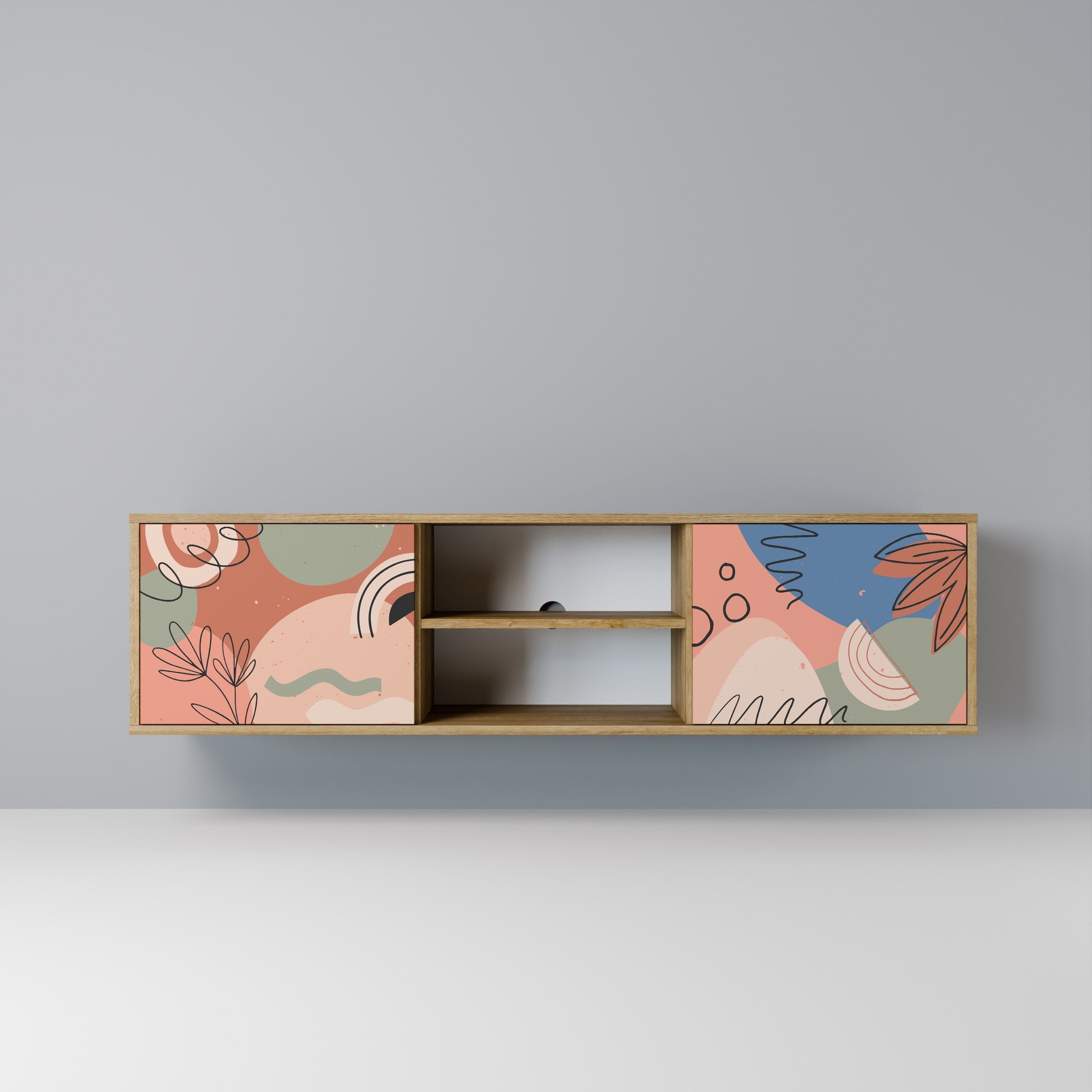 Meuble TV 2 portes PASTEL DESTINY effet chêne