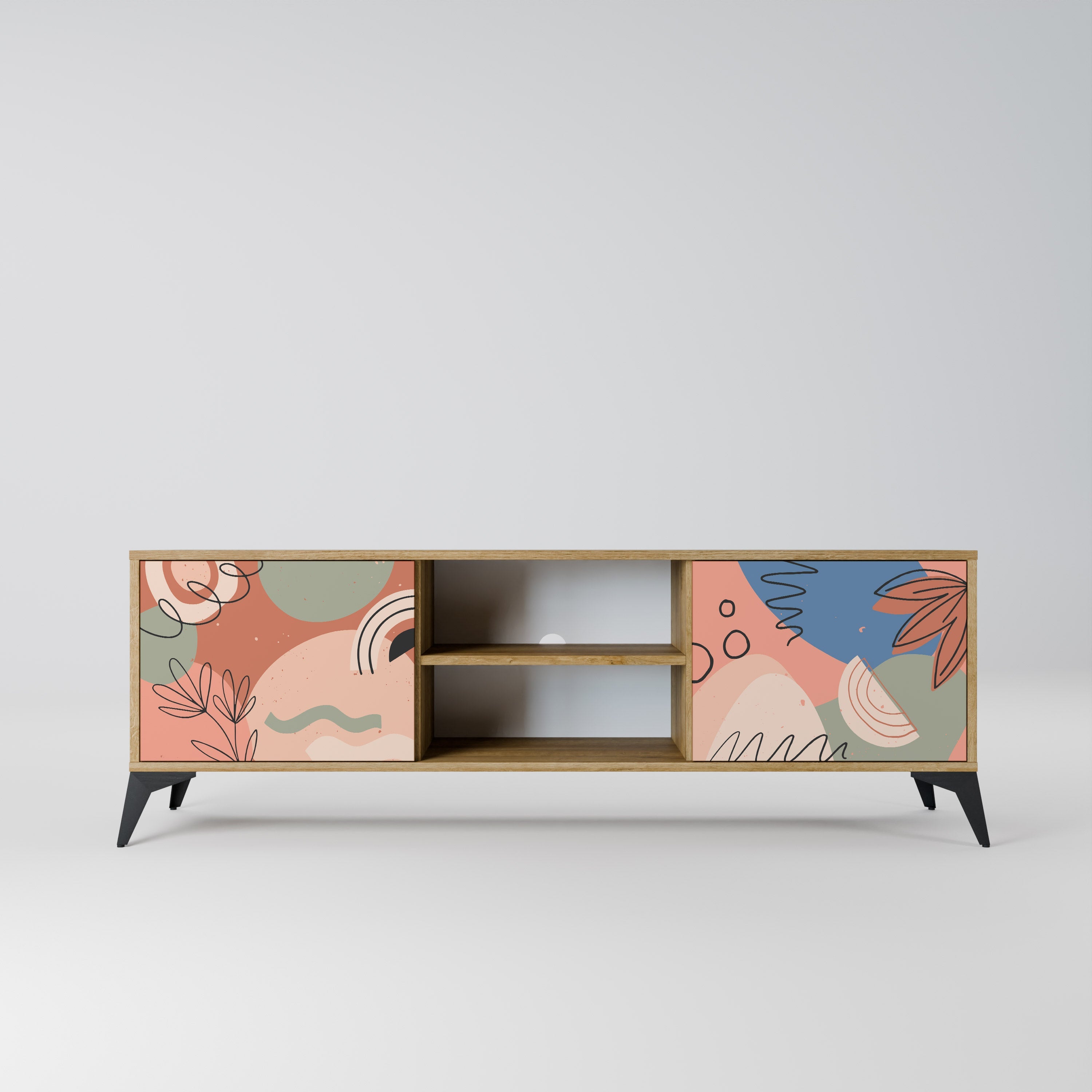 Meuble TV 2 portes PASTEL DESTINY effet chêne