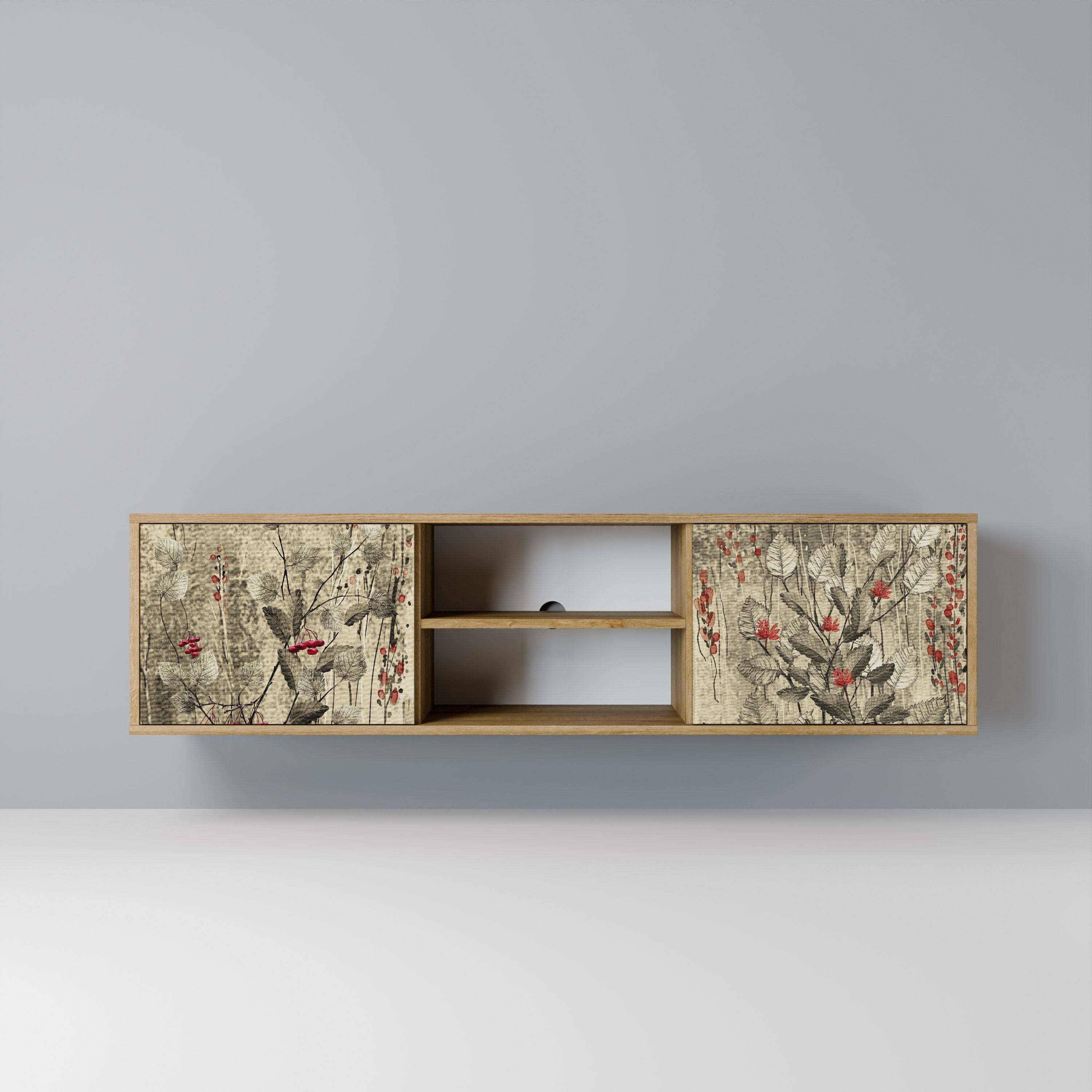 Meuble TV 2 portes HERBAL GRACE effet chêne