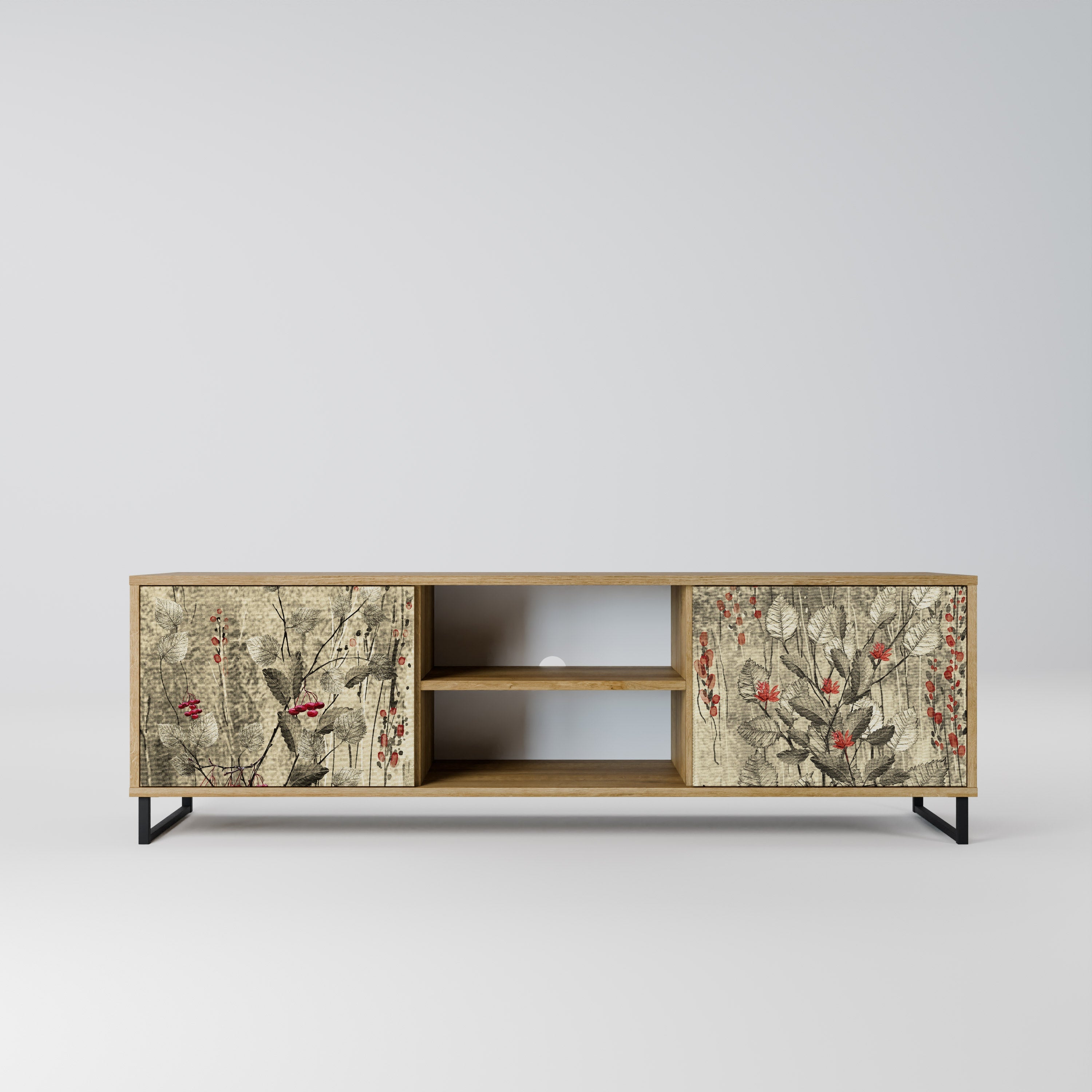 Meuble TV 2 portes HERBAL GRACE effet chêne