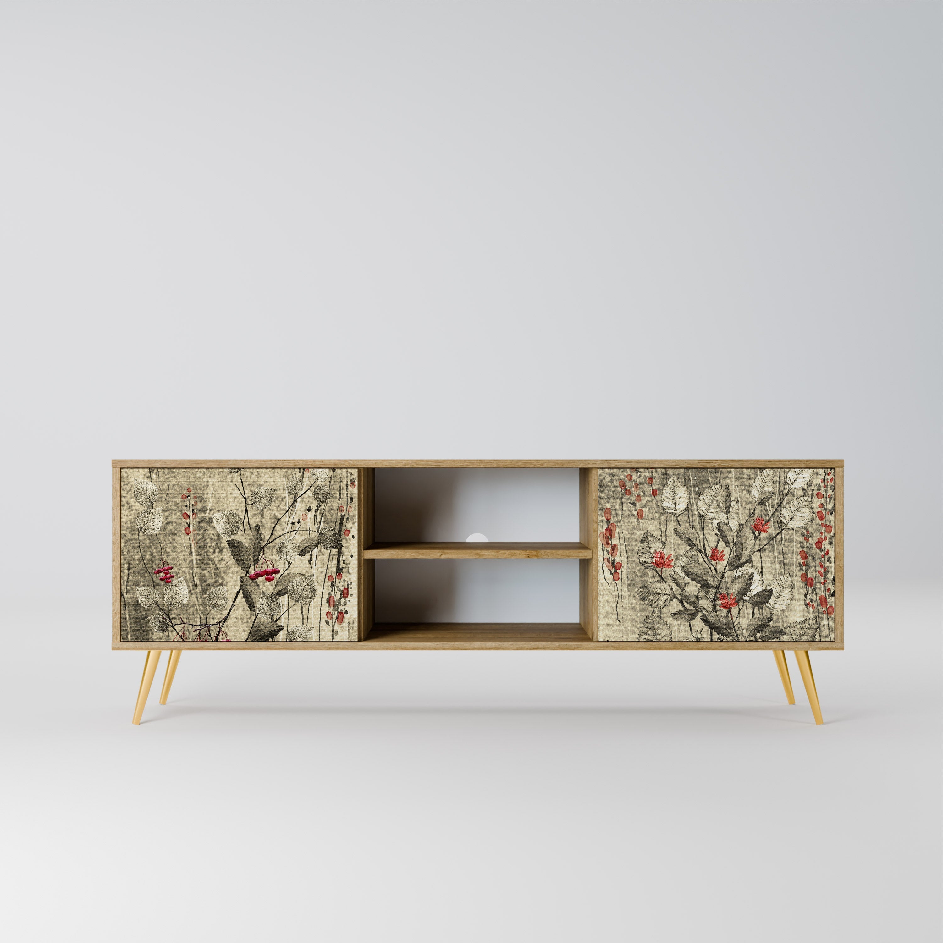 Meuble TV 2 portes HERBAL GRACE effet chêne