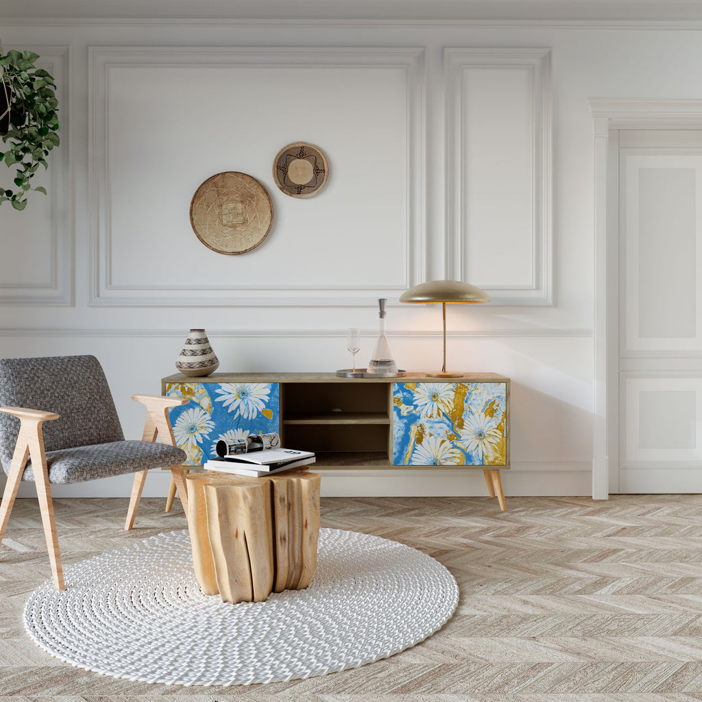 Meuble TV 2 portes DAISY LUXE effet chêne