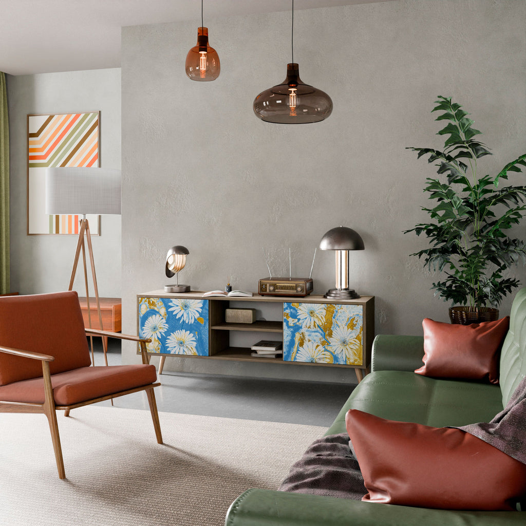 Meuble TV 2 portes DAISY LUXE effet chêne