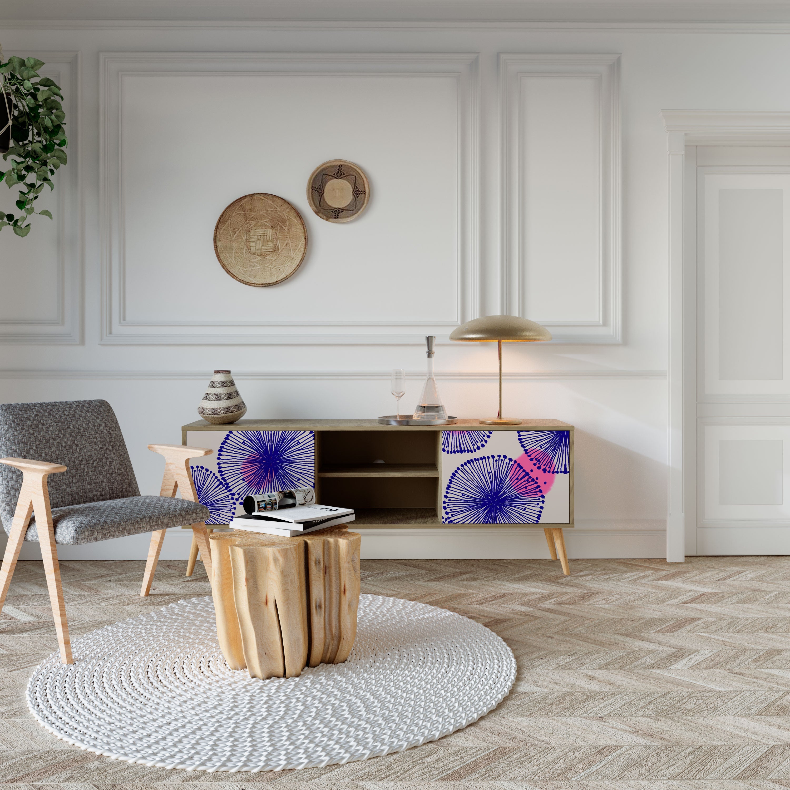 Meuble TV 2 portes MAGIC NATURE effet chêne